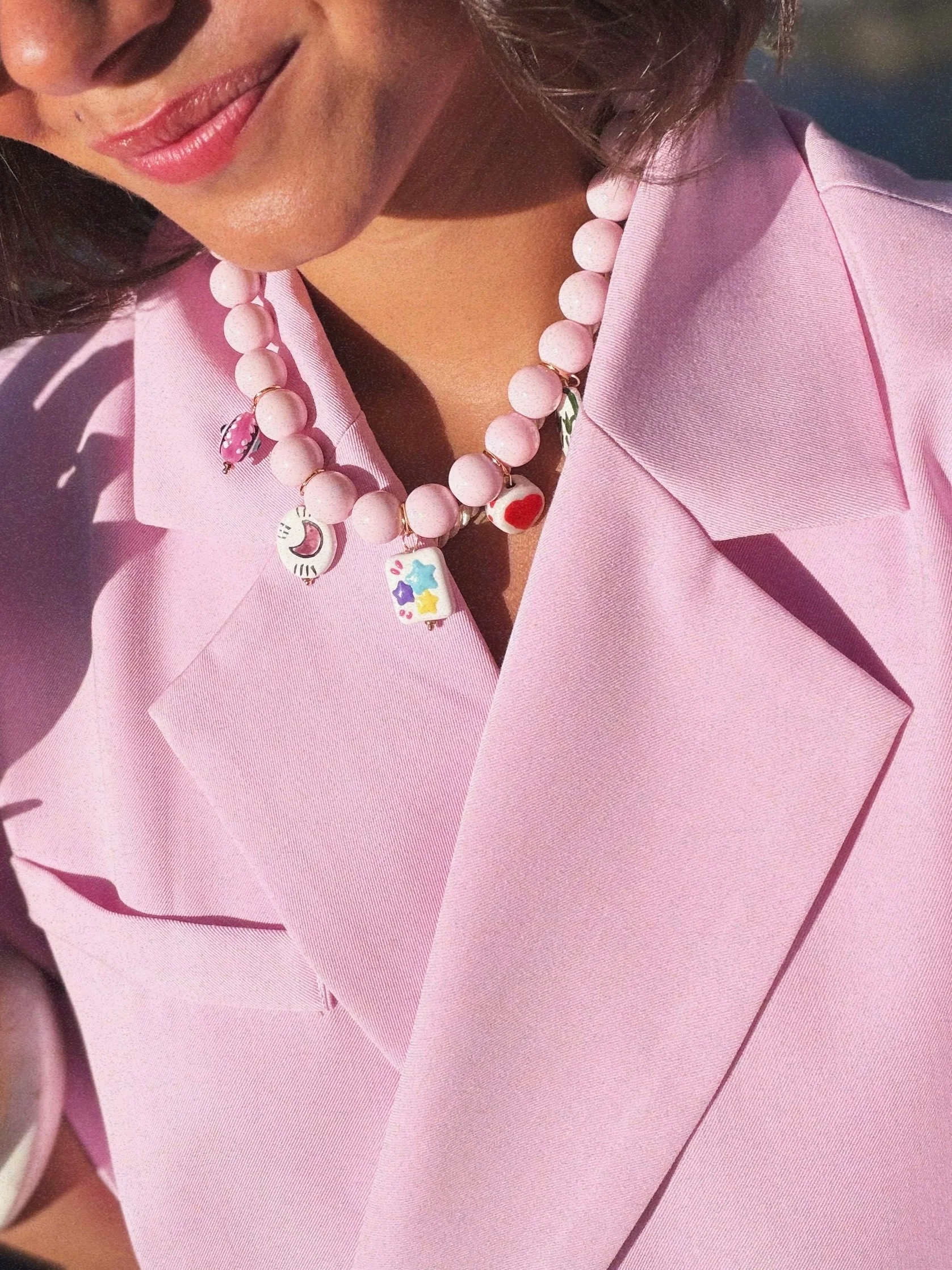 Blazer asymétrique manches courtes rose - Image 3