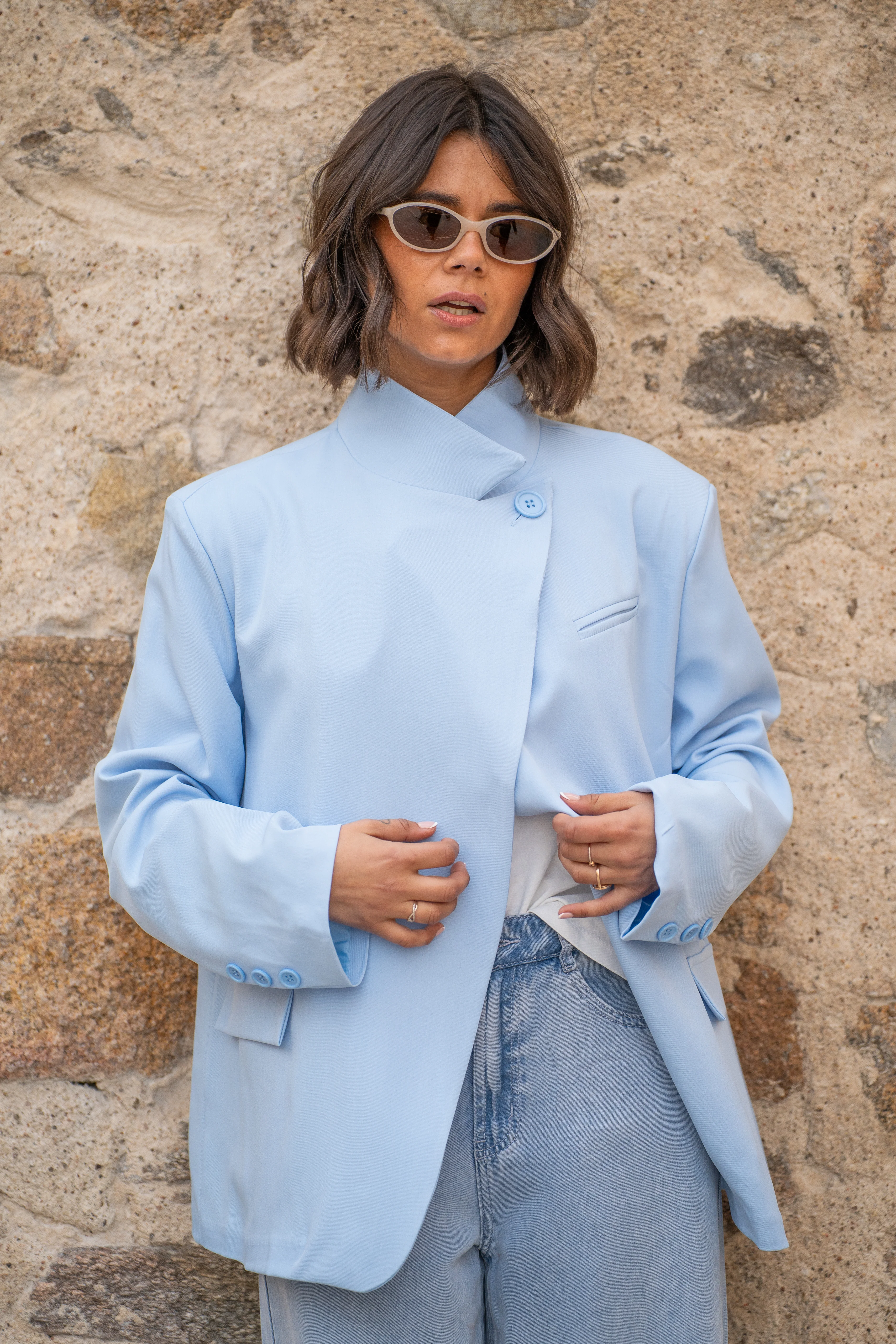 Blazer col mao ANGE bleu ciel - Image 6