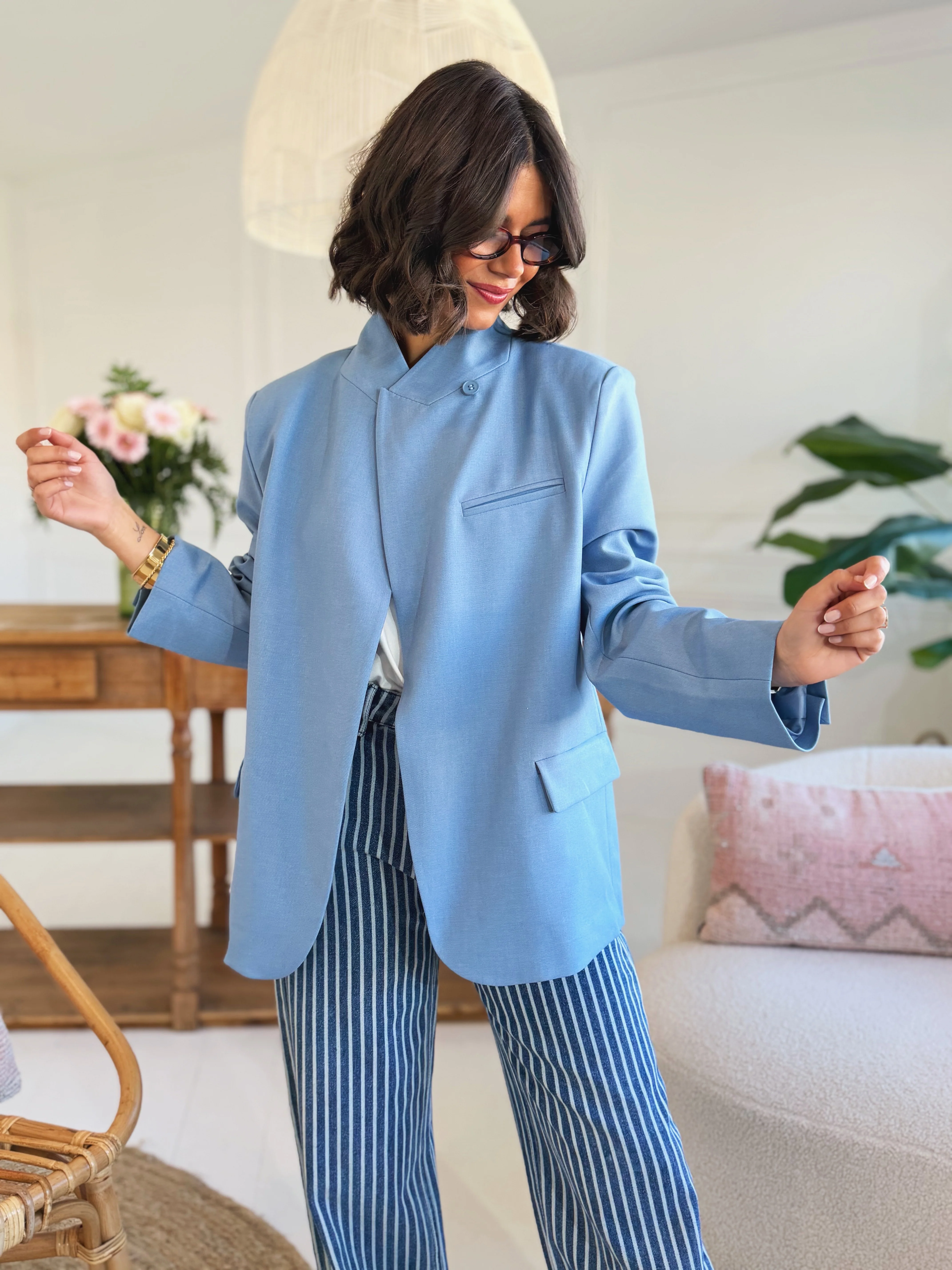 Blazer COL MAO bleu ciel - Image 2