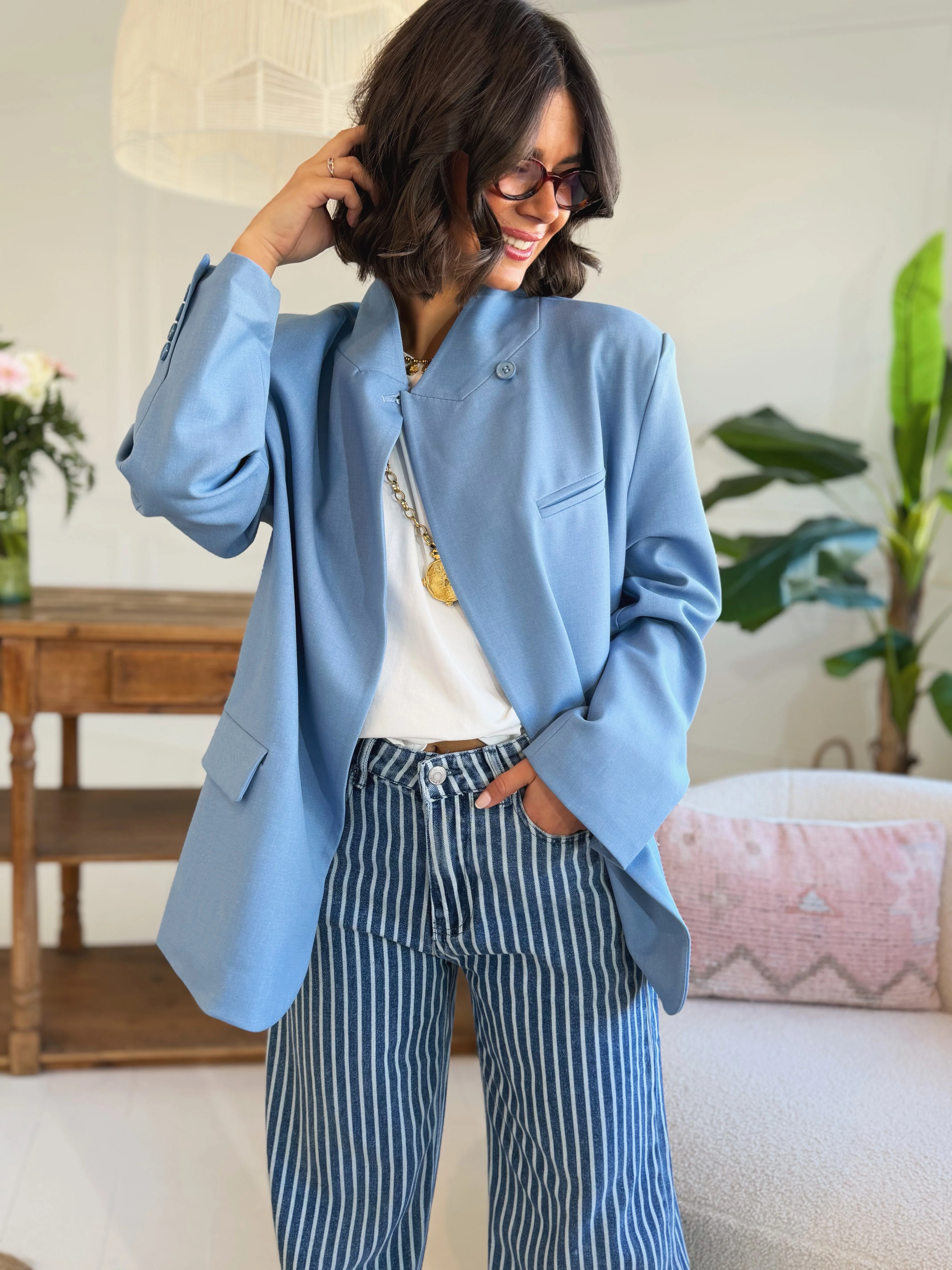 Blazer COL MAO bleu ciel - Image 4