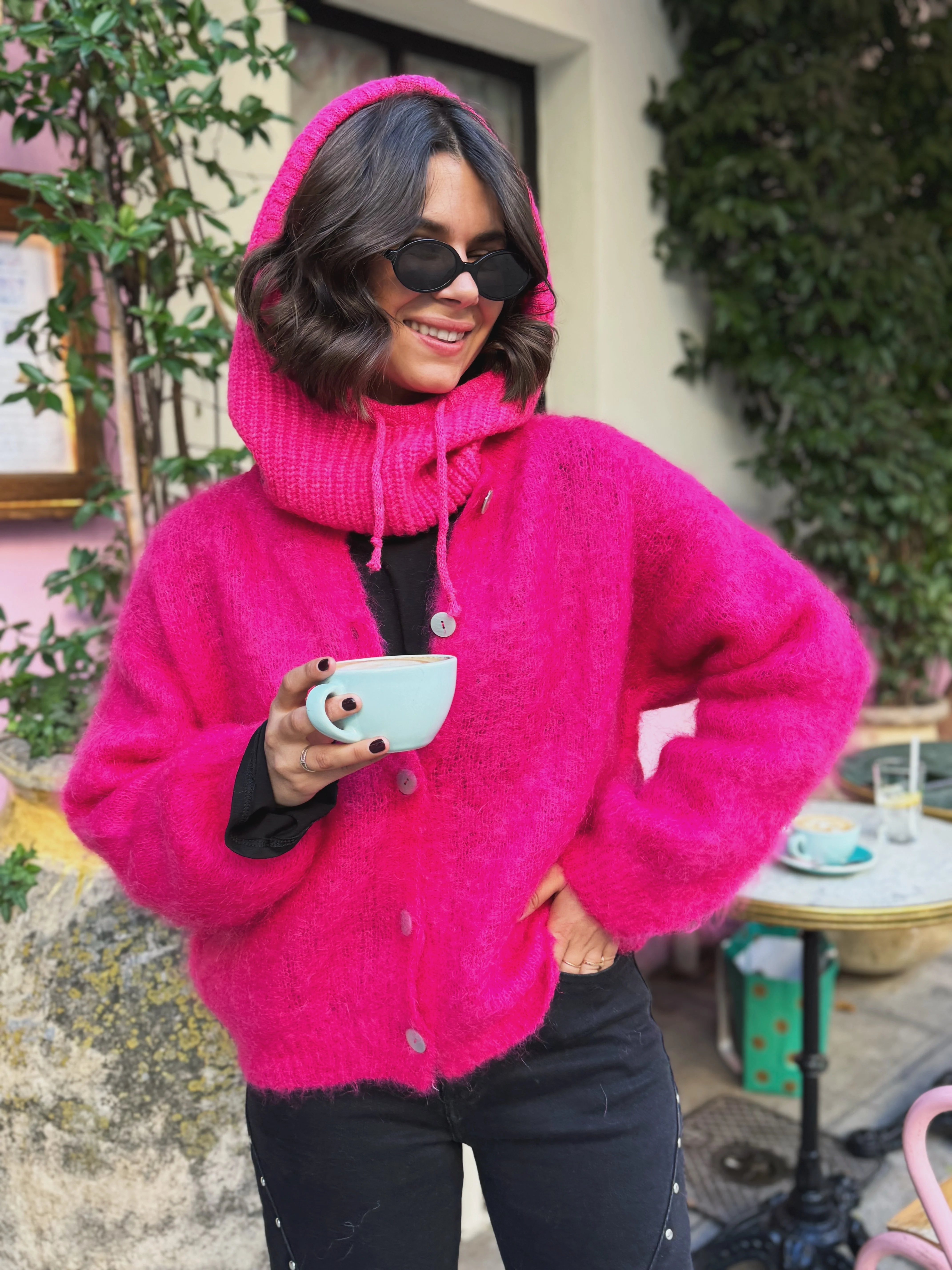 Gilet en MOHAIR fuschia - Image 3