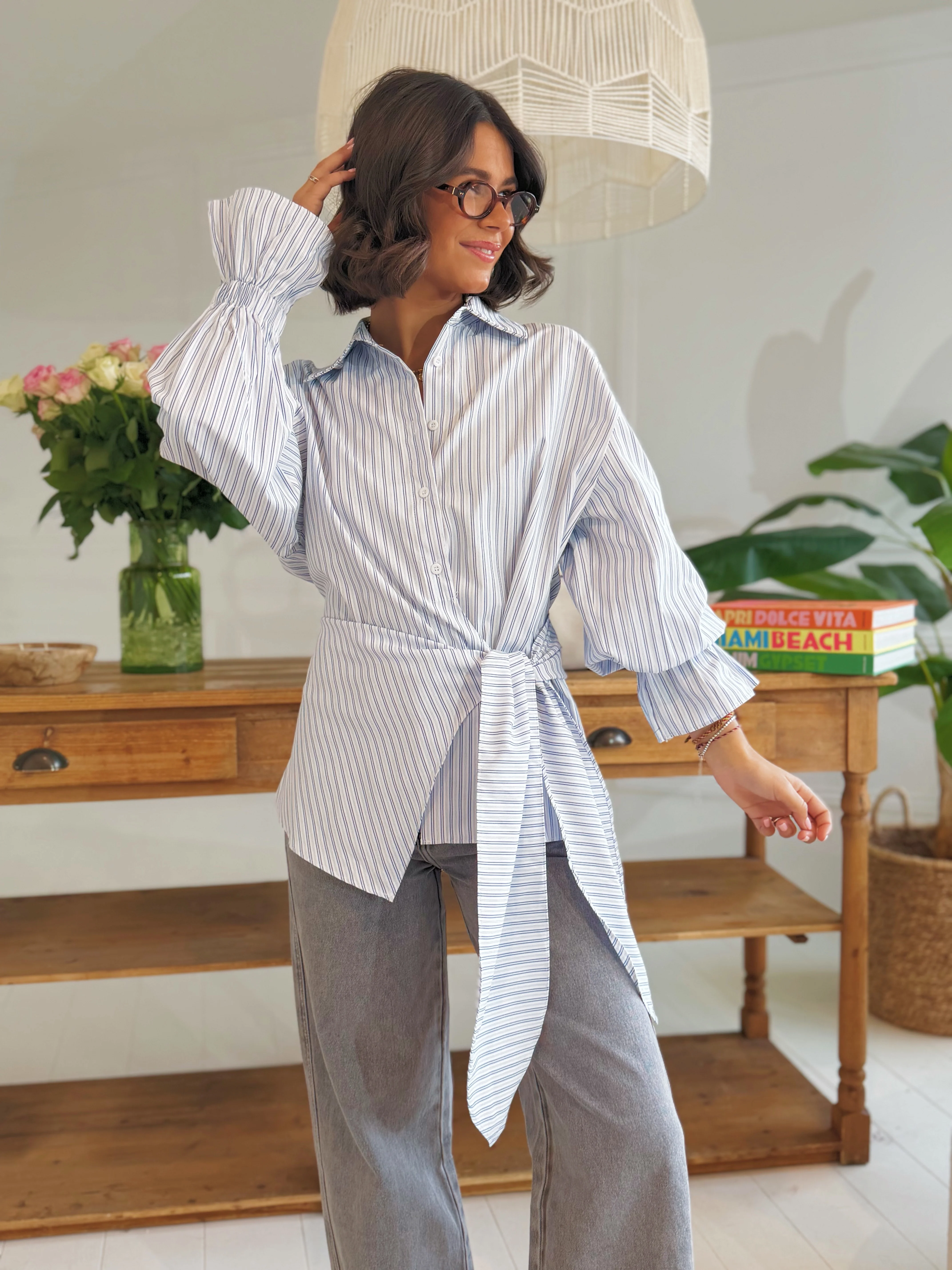 Chemise avec son NOEUD rayée - Image 6
