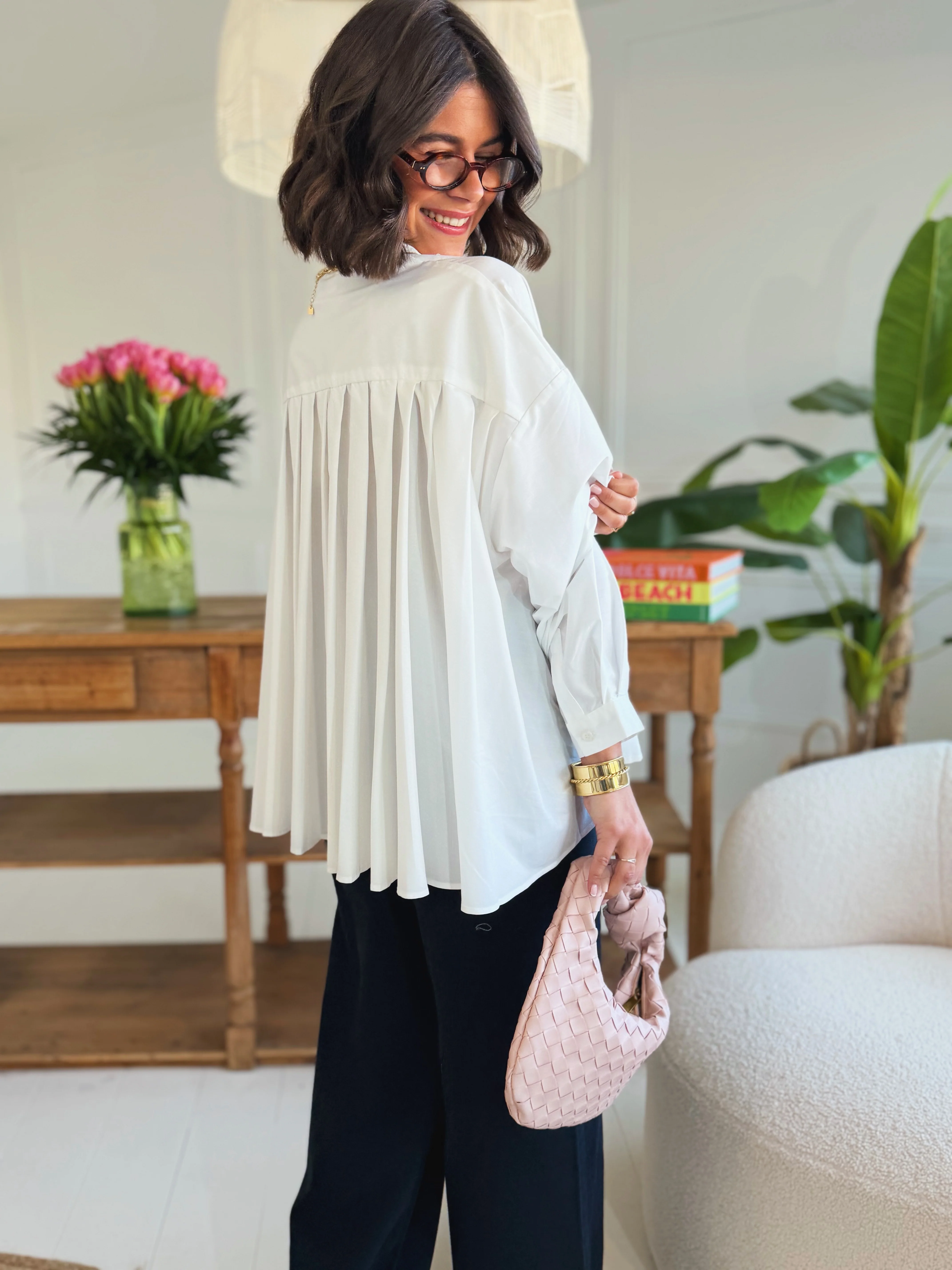 Chemise CHARLOTTE plissée blanche