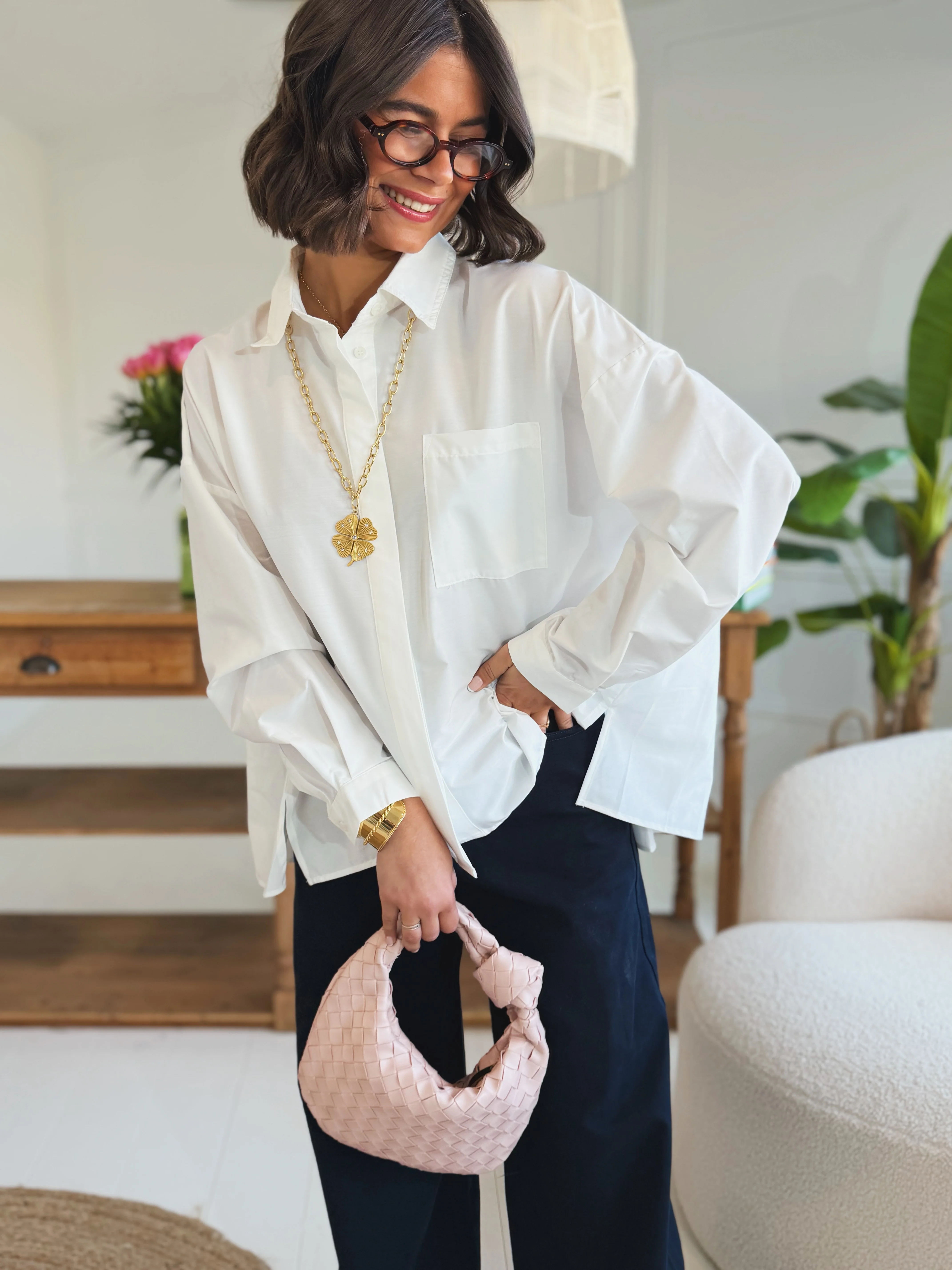 Chemise CHARLOTTE plissée blanche - Image 2