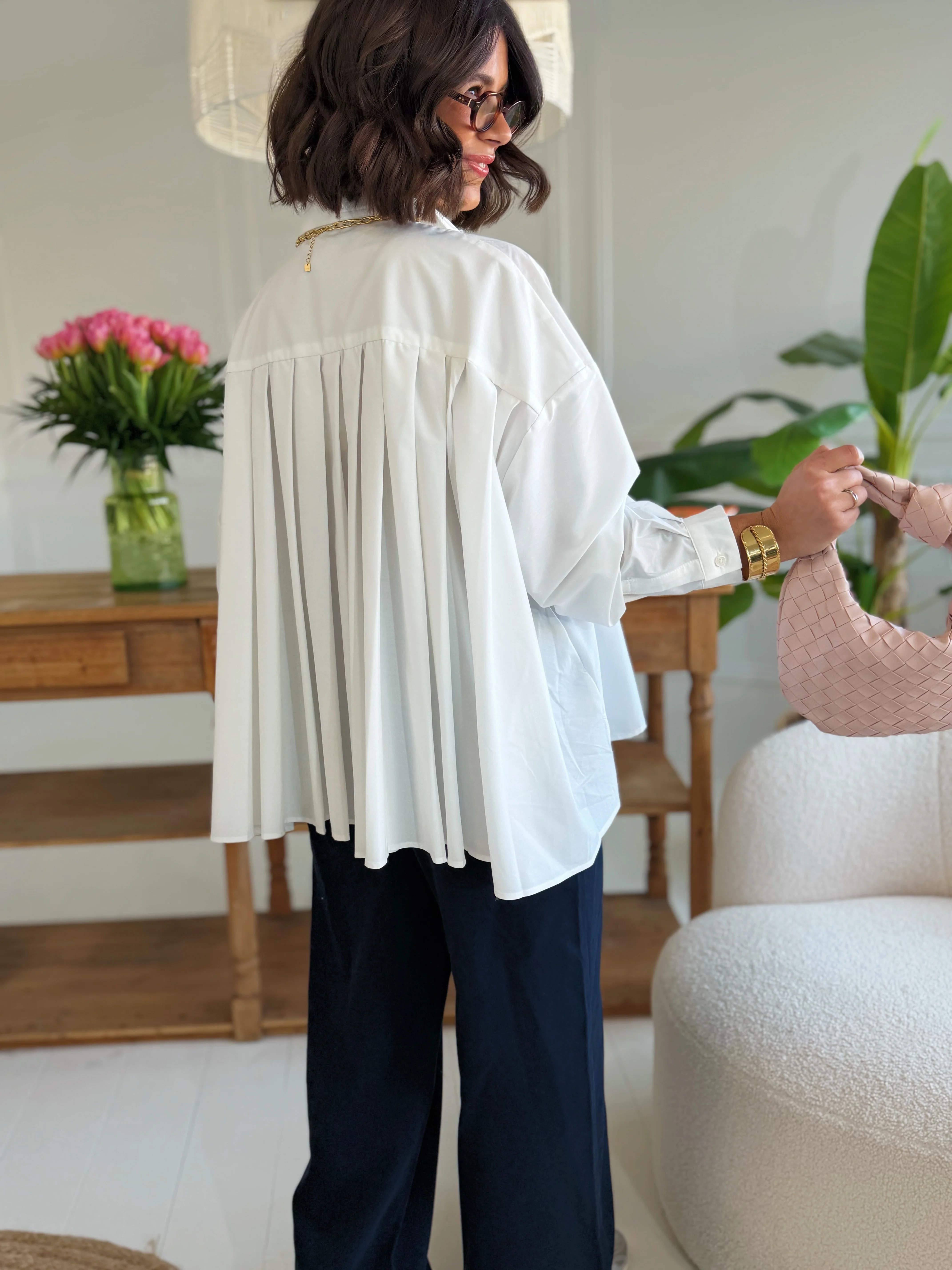 Chemise CHARLOTTE plissée blanche - Image 3