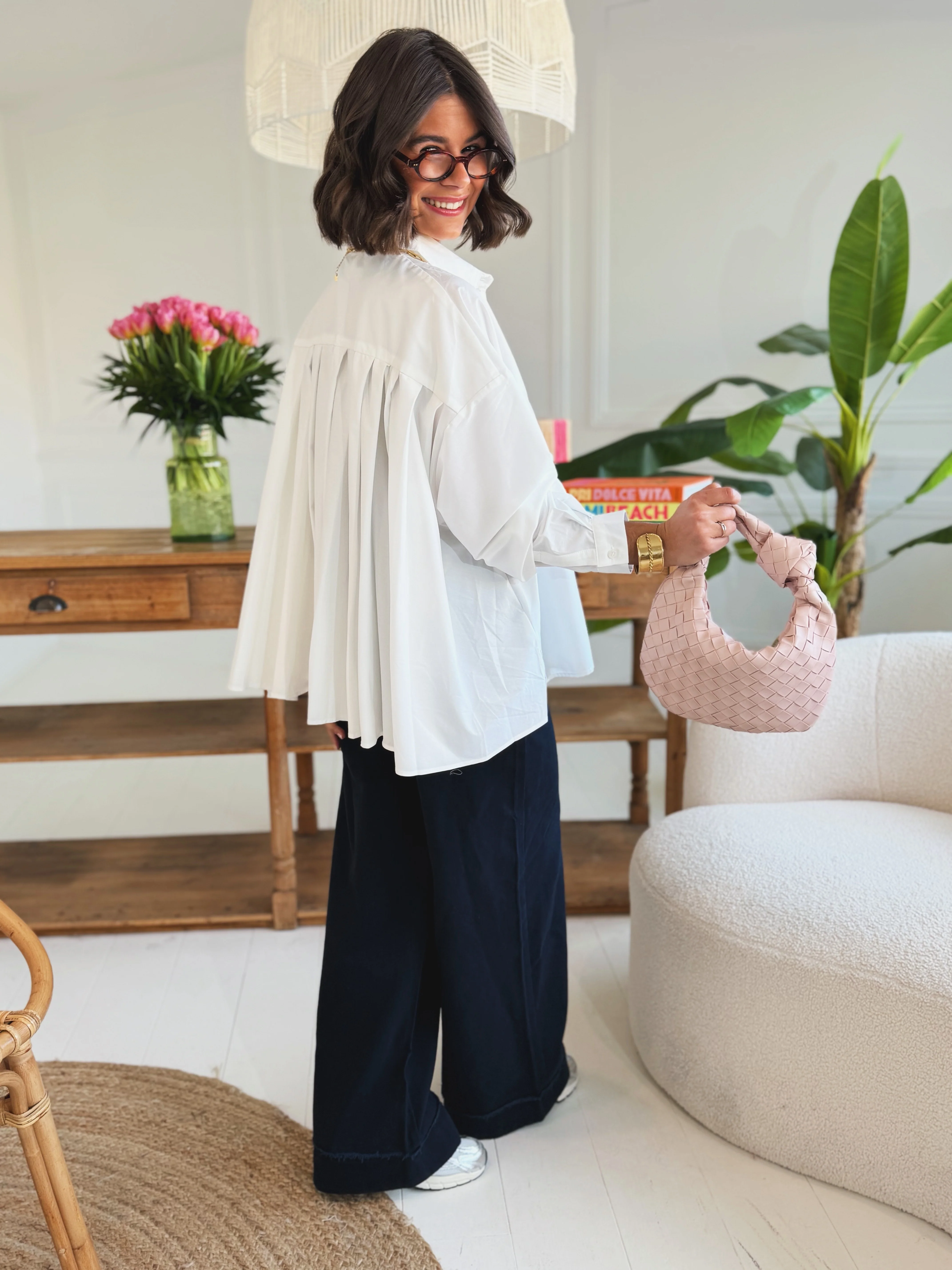 Chemise CHARLOTTE plissée blanche - Image 4
