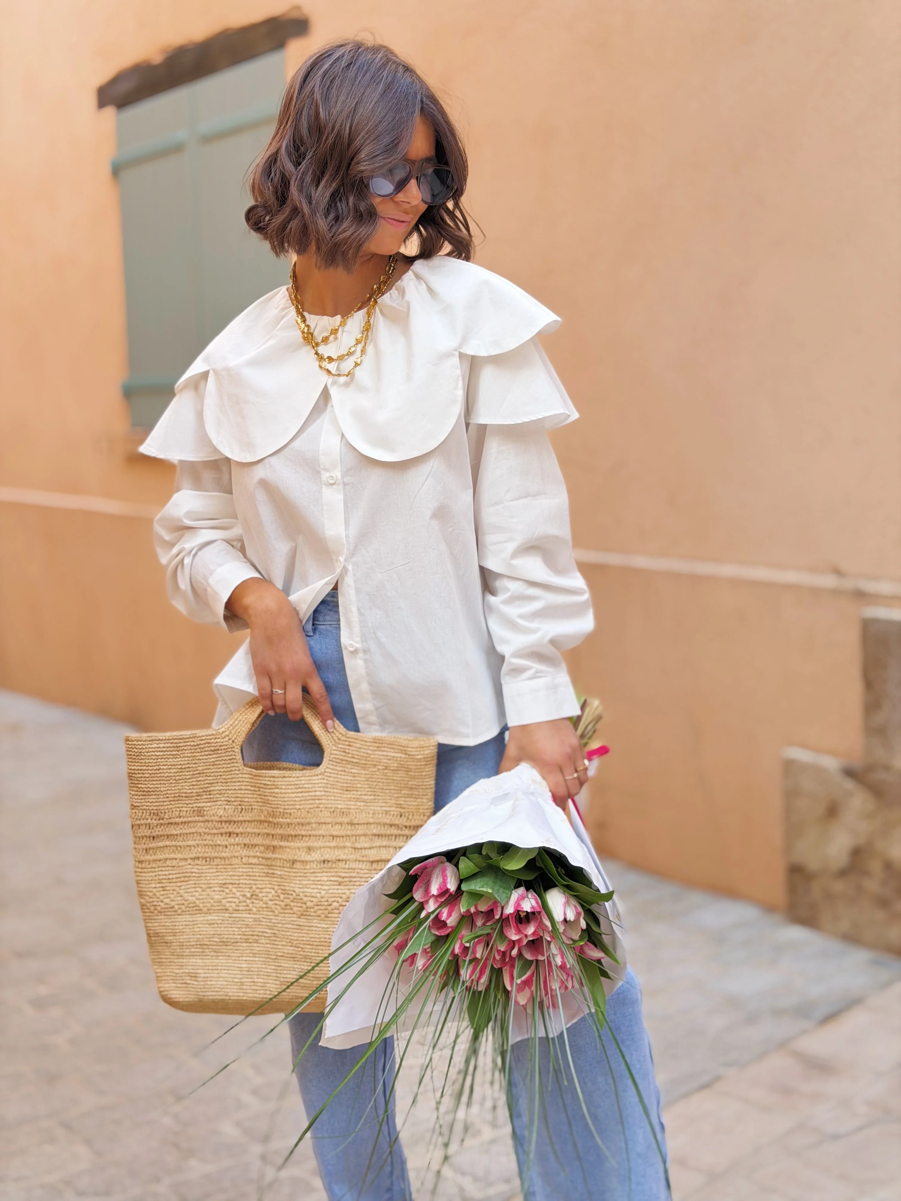 Chemise col fleur