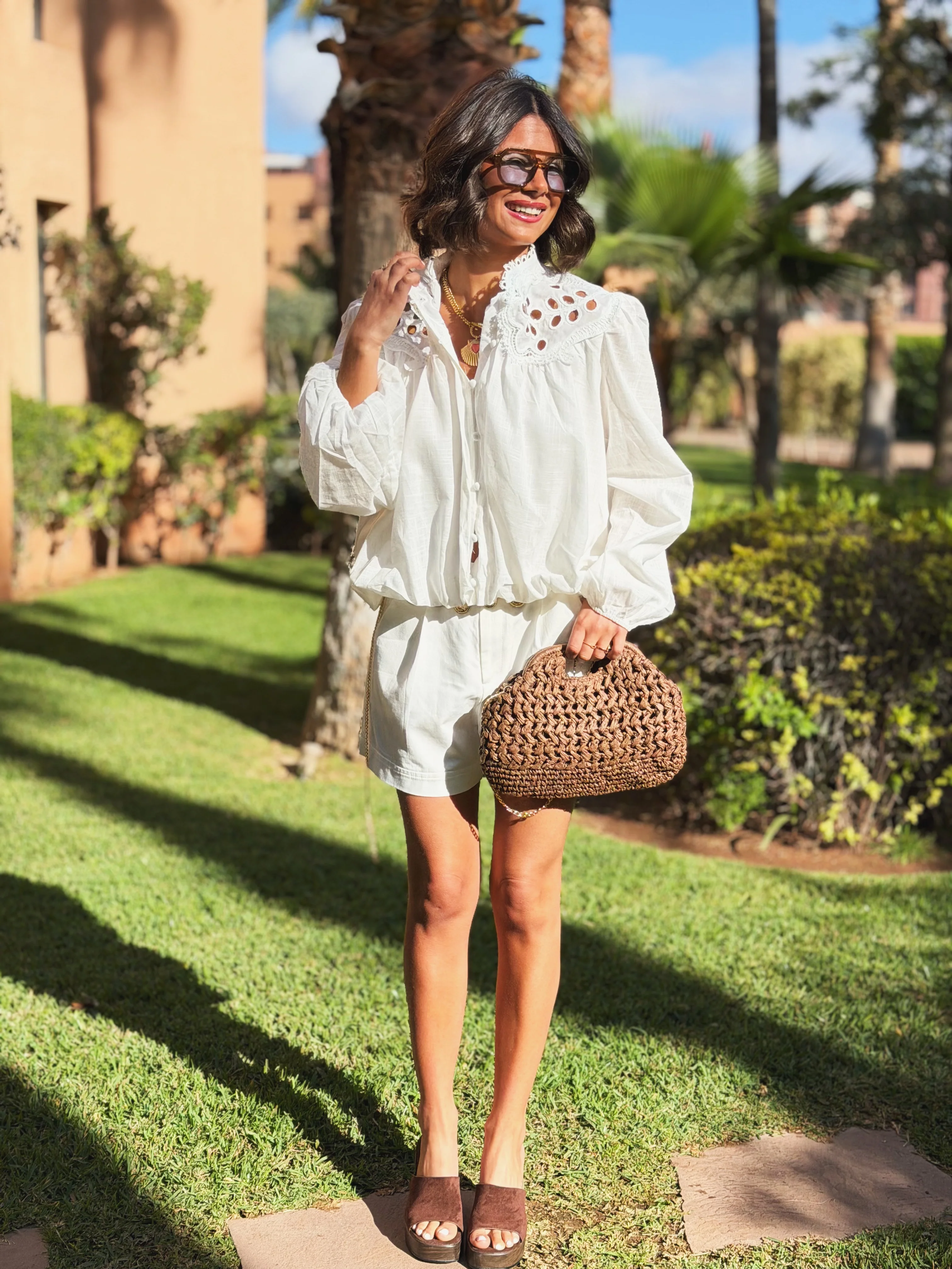 Chemise LOUISE en broderie blanc - Image 2