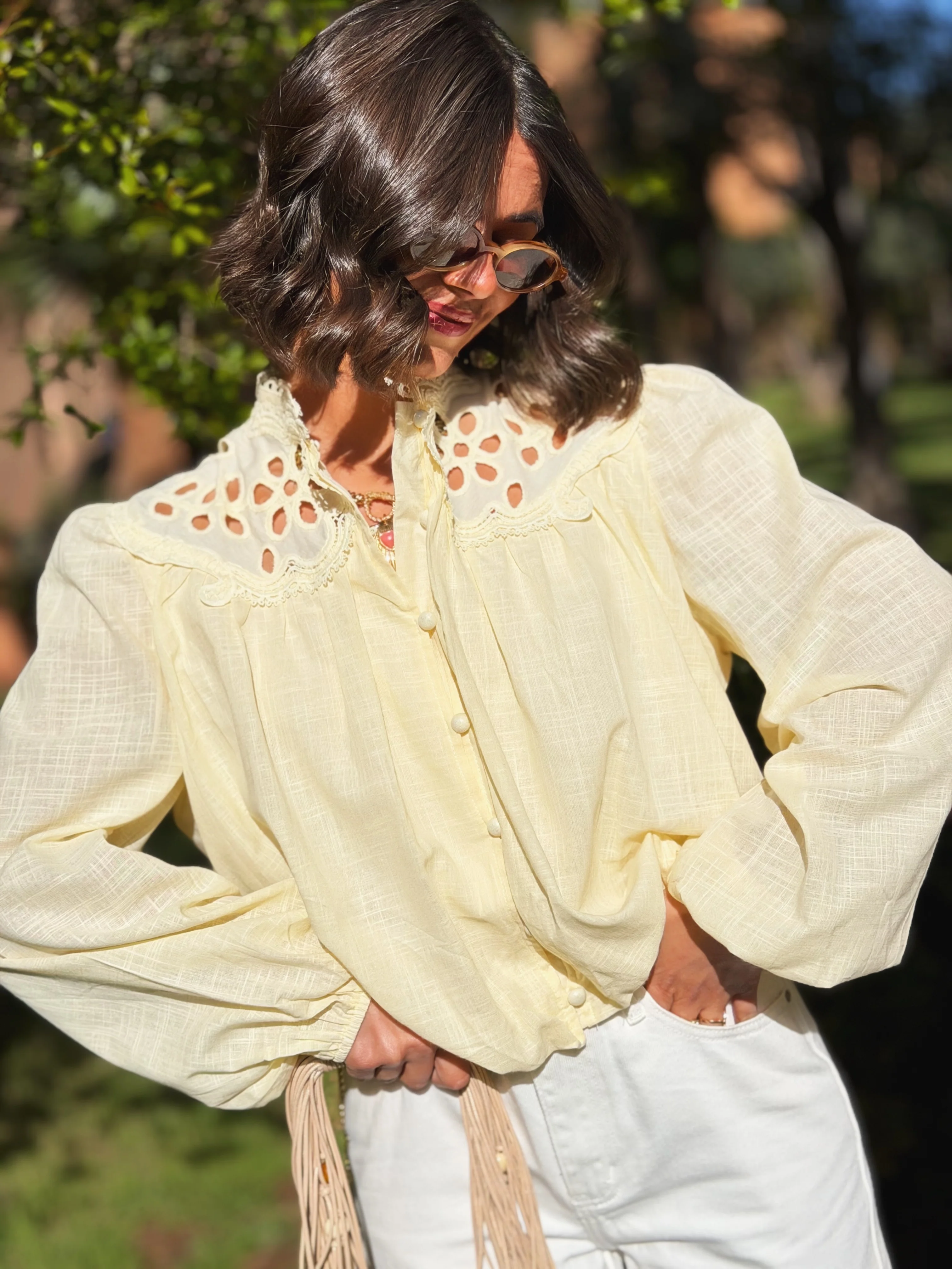 Chemise LOUISE broderie jaune