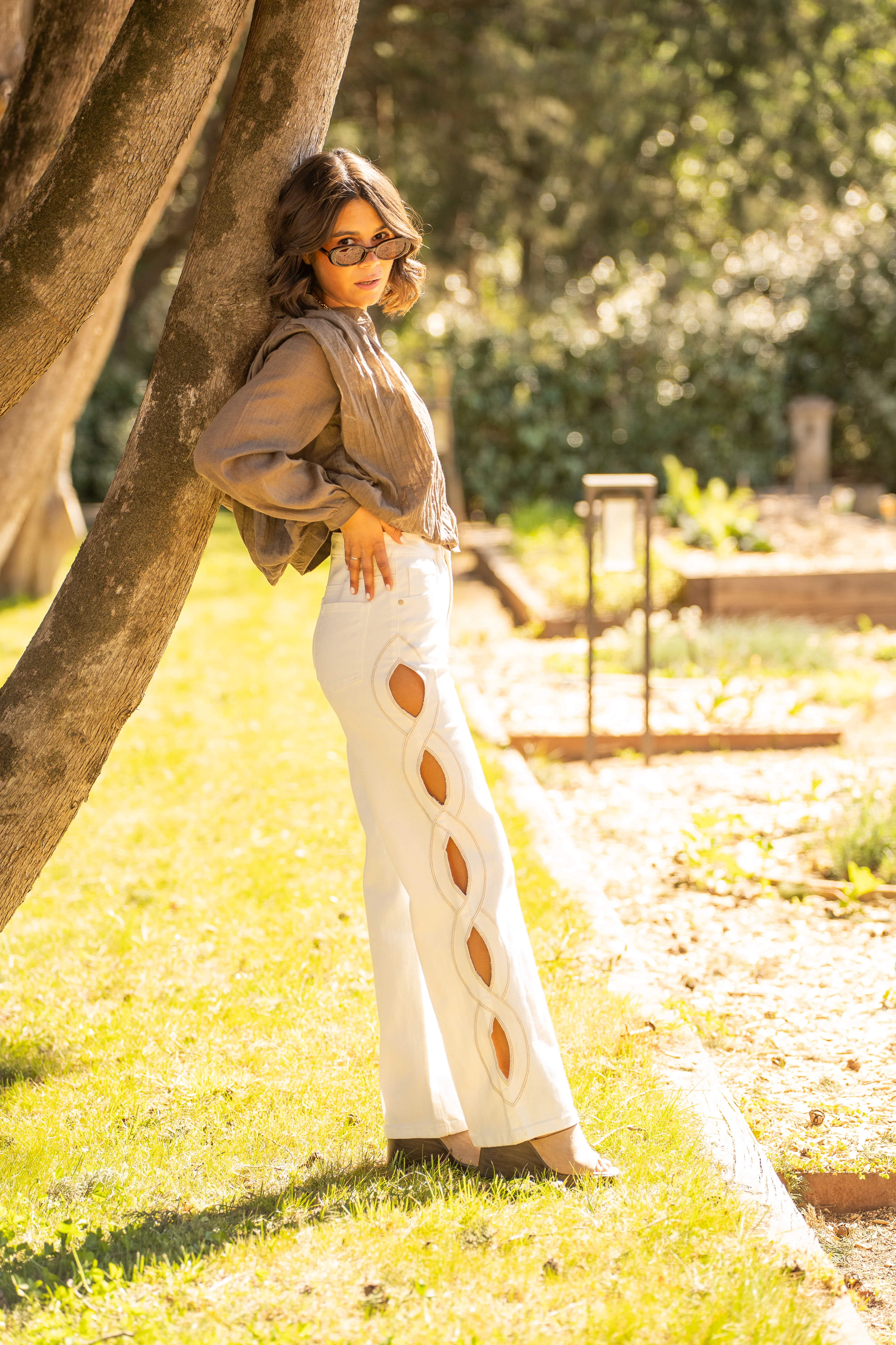 Chemise courte en voile de coton LYLOU chocolat - Image 9
