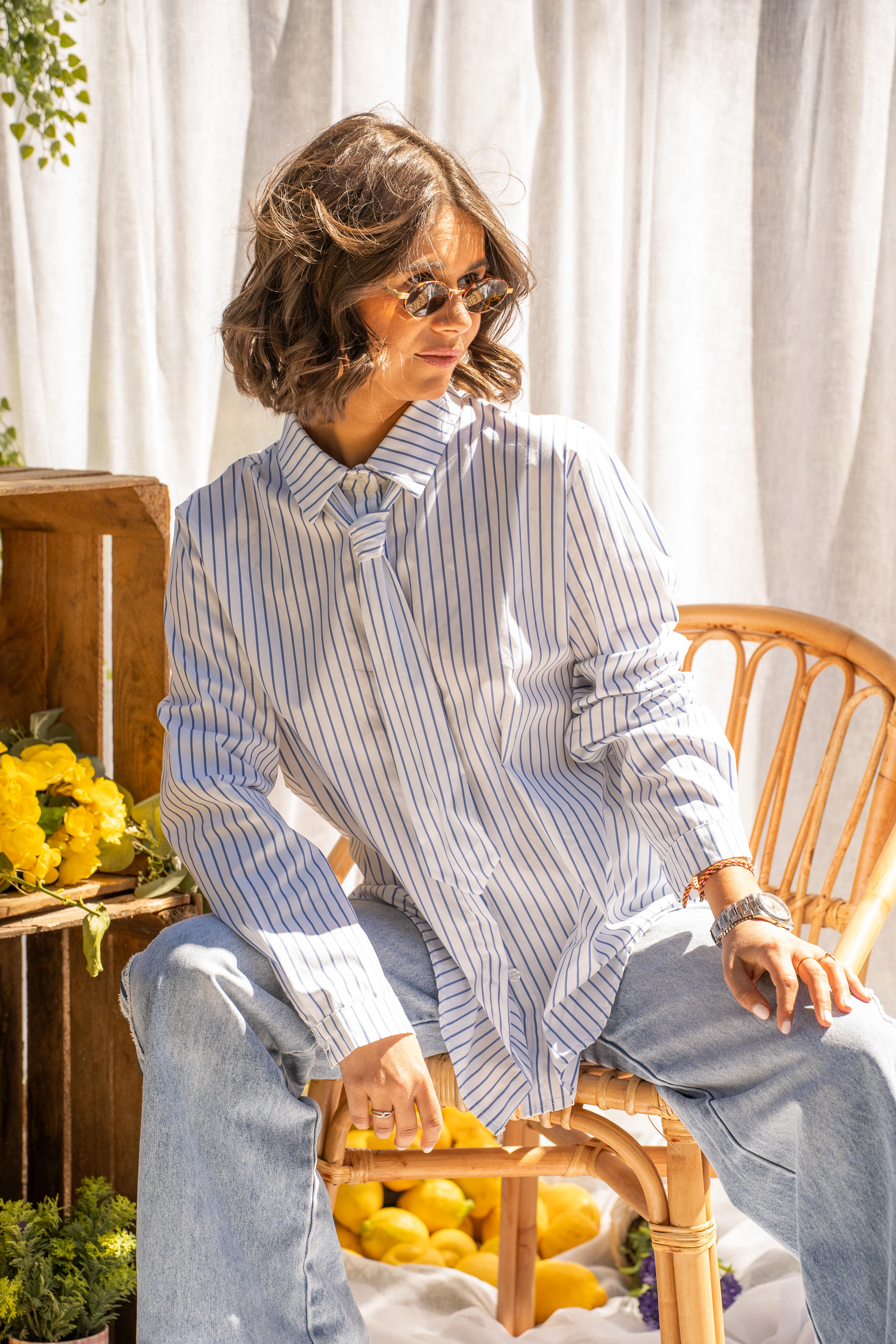 Chemise CRAVATE blanc rayée bleu - Image 2