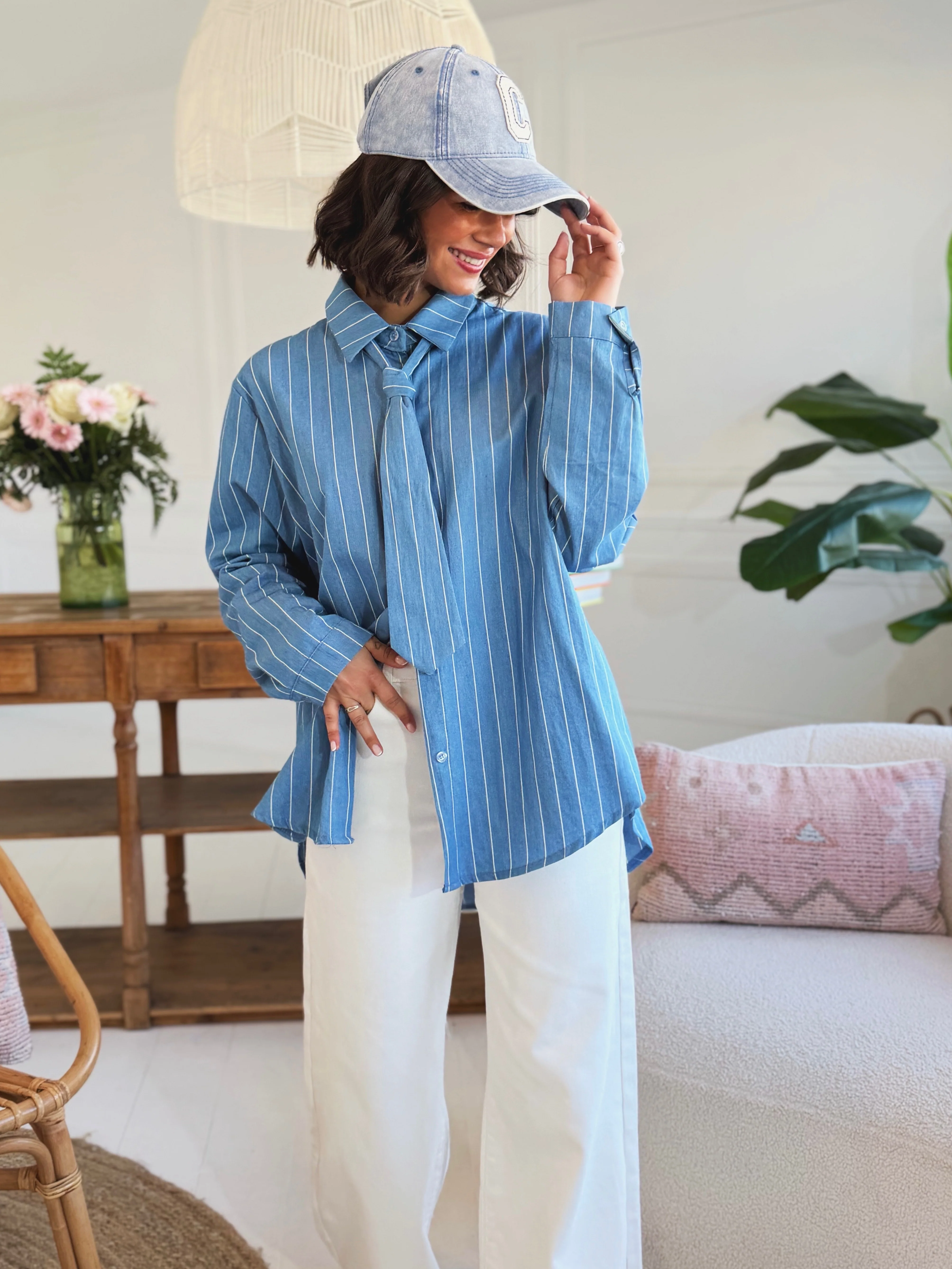 Chemise CRAVATE bleu jean - Image 2
