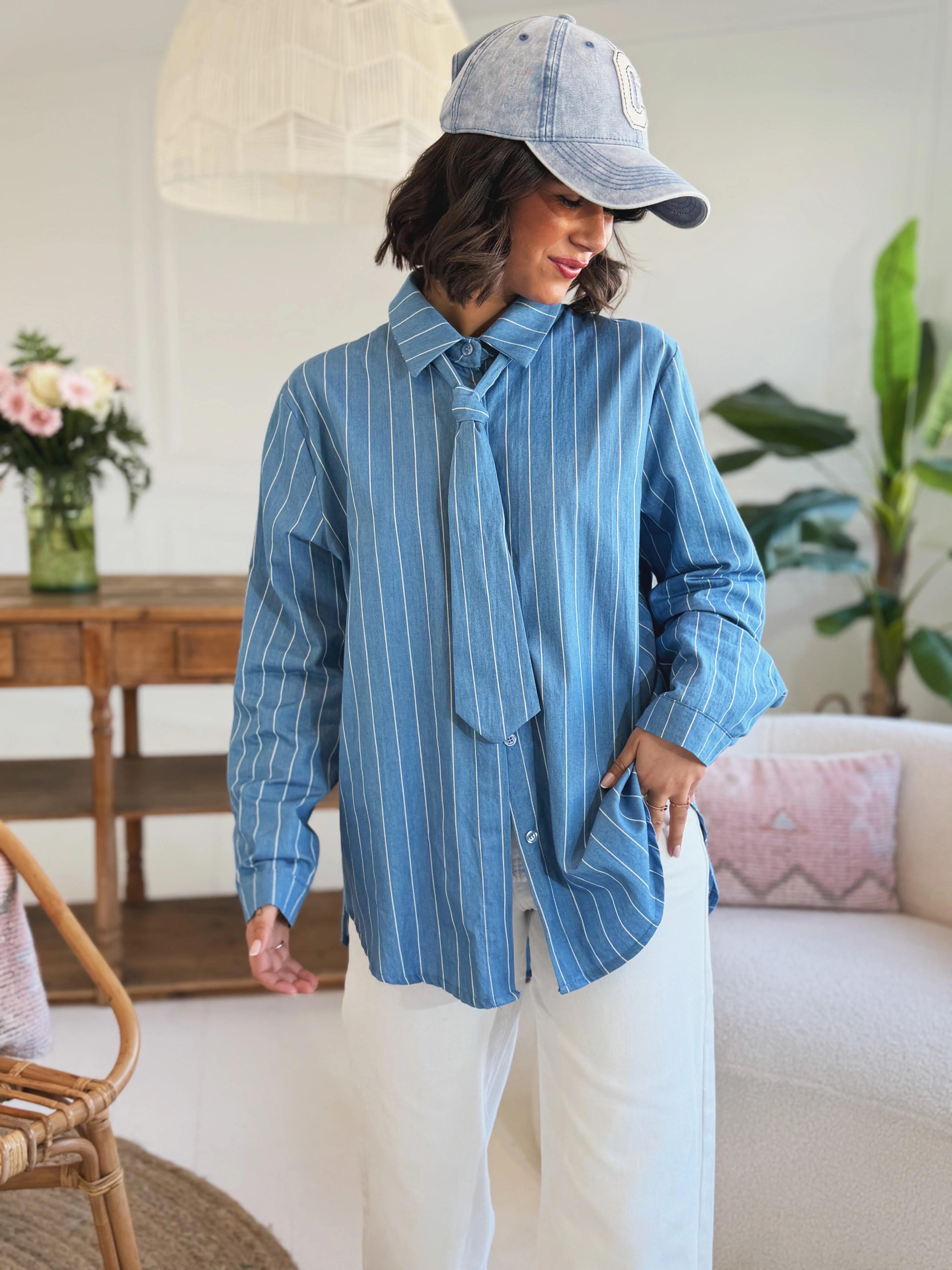 Chemise CRAVATE bleu jean - Image 3