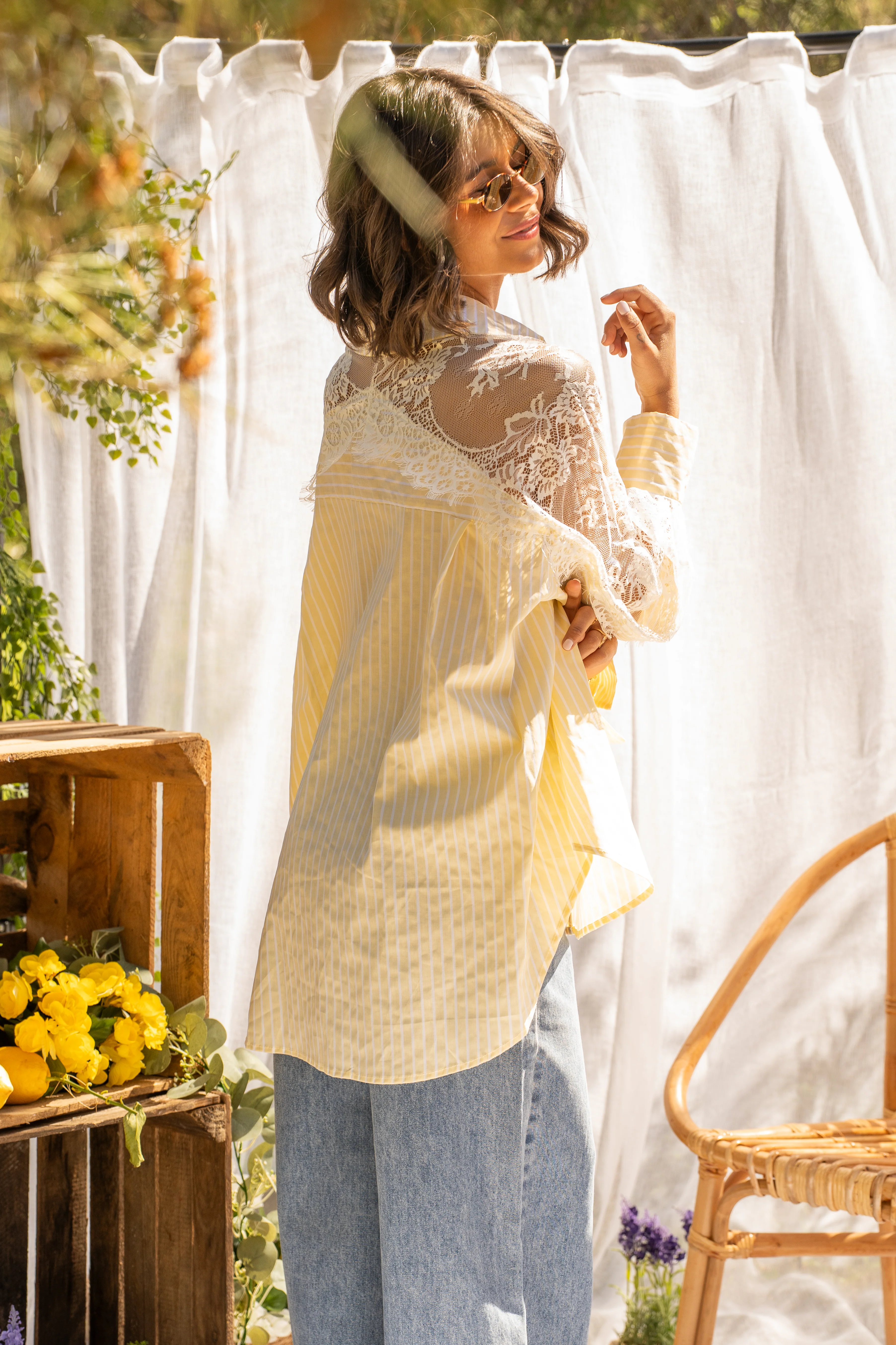 Chemise RAYÉE x DENTELLE jaune - Image 4