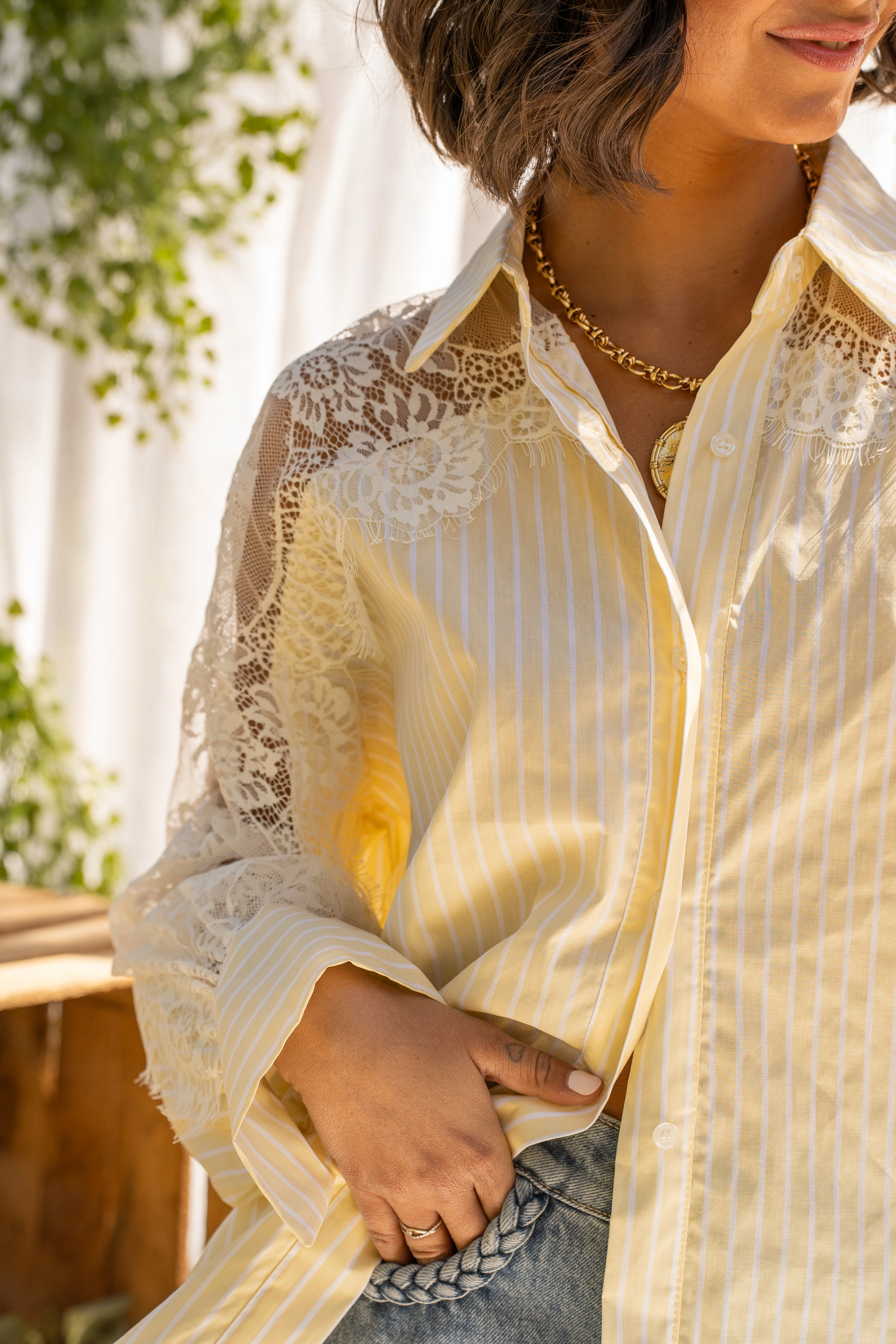 Chemise RAYÉE x DENTELLE jaune - Image 9
