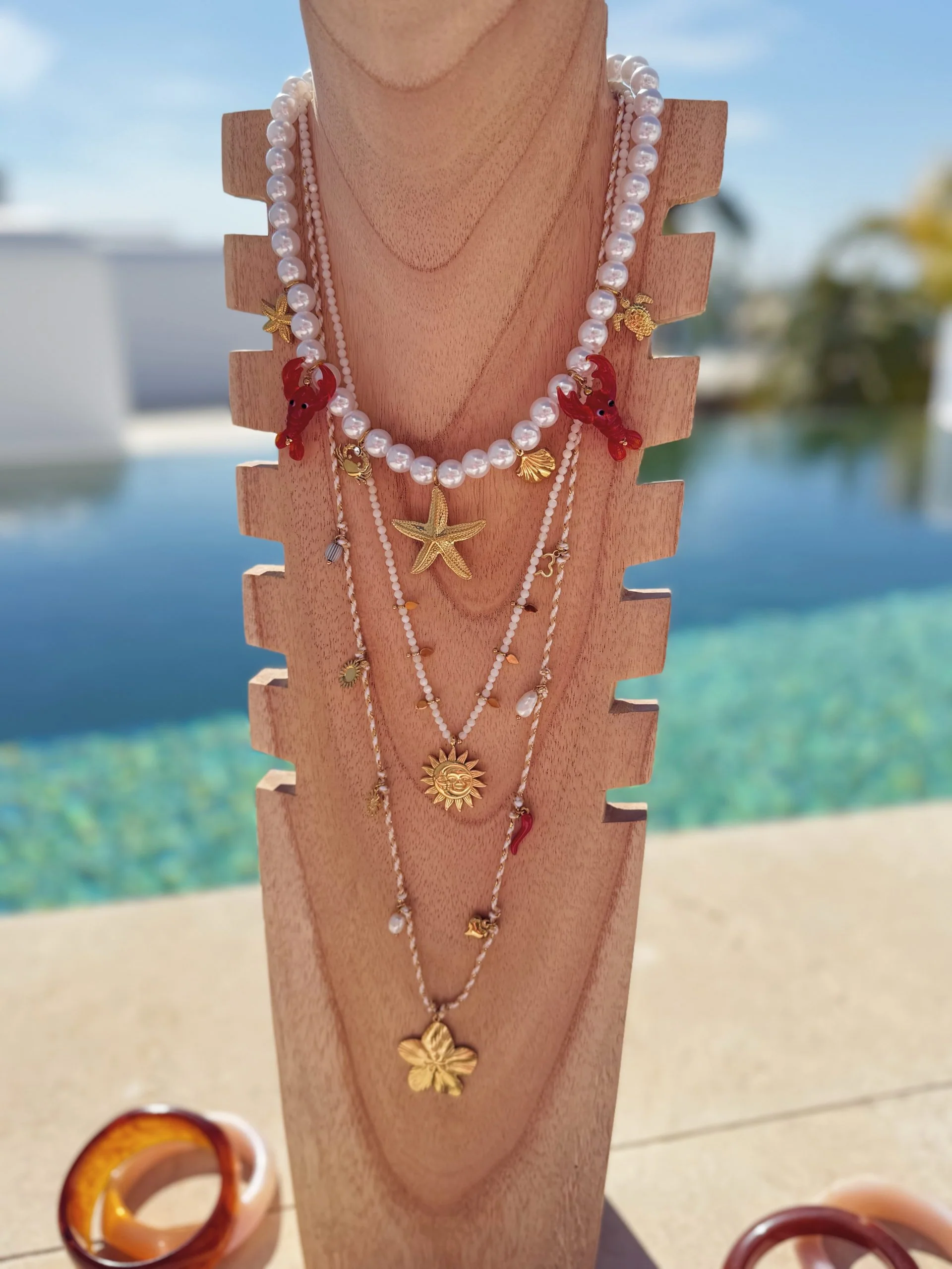 Collier sur cordon blanc FLEUR - Image 4