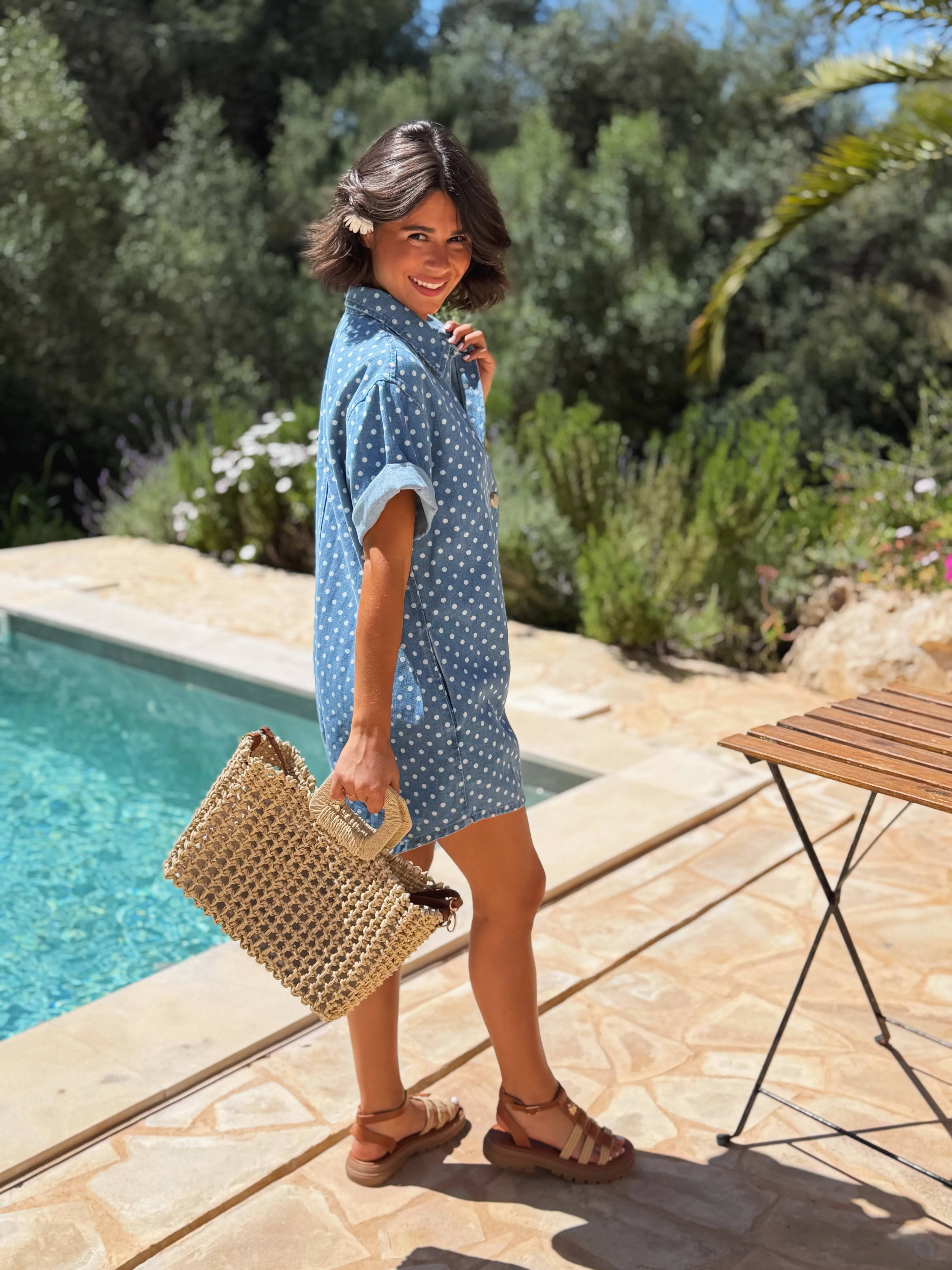 Combi-short OHLALA denim à pois - Image 3