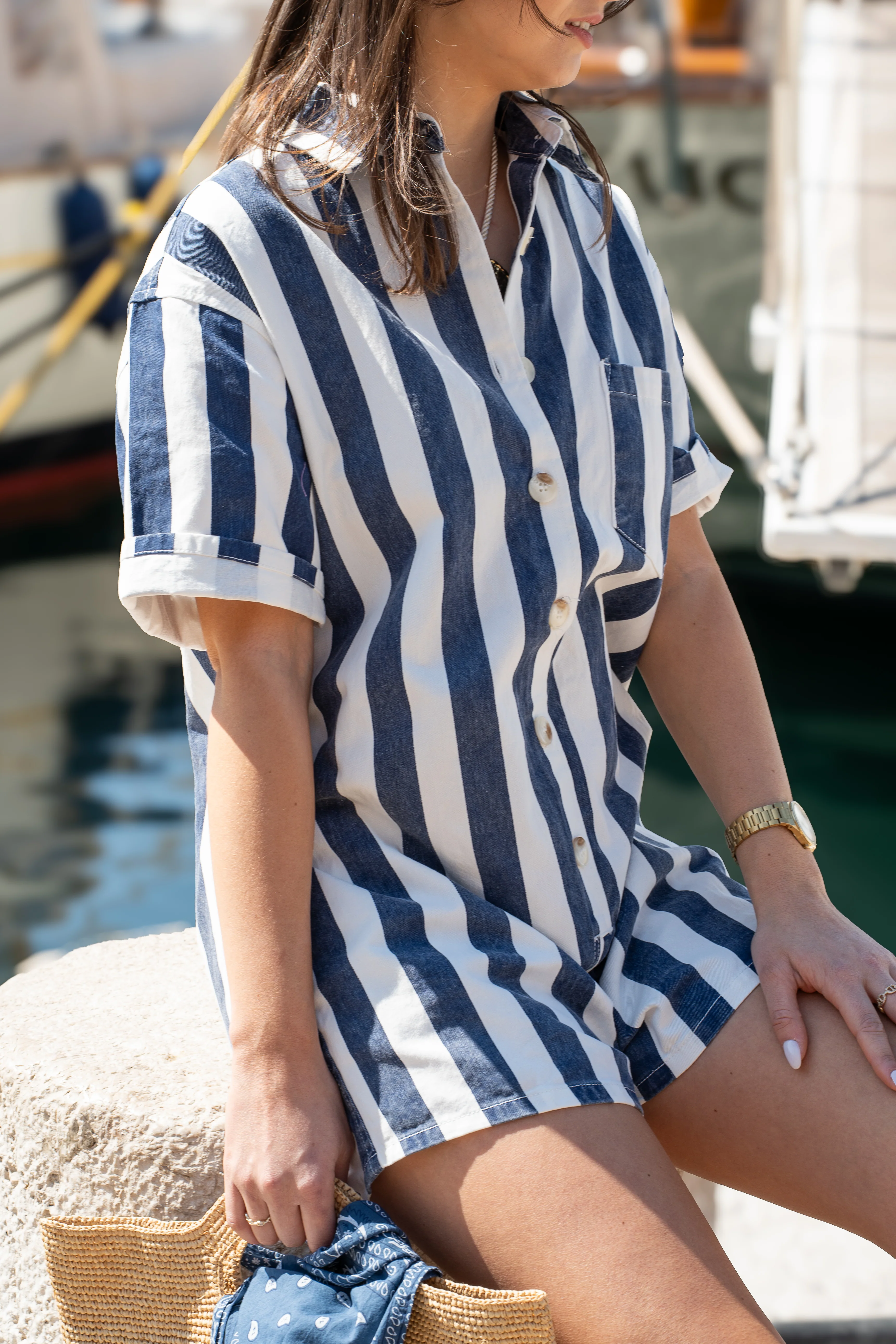 Combi-short OHLALA rayée marine - Image 8