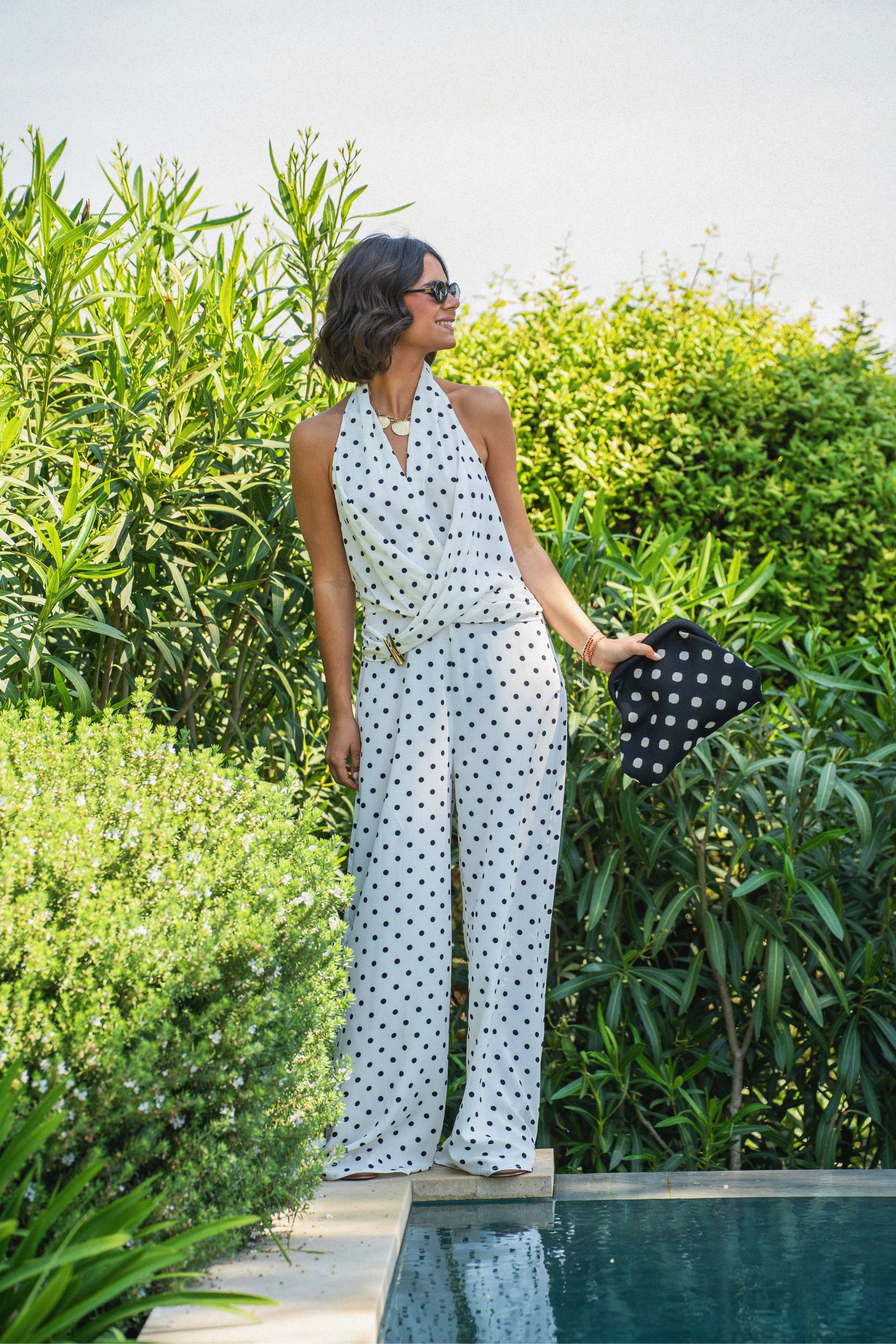 Combinaison pantalon à pois noir