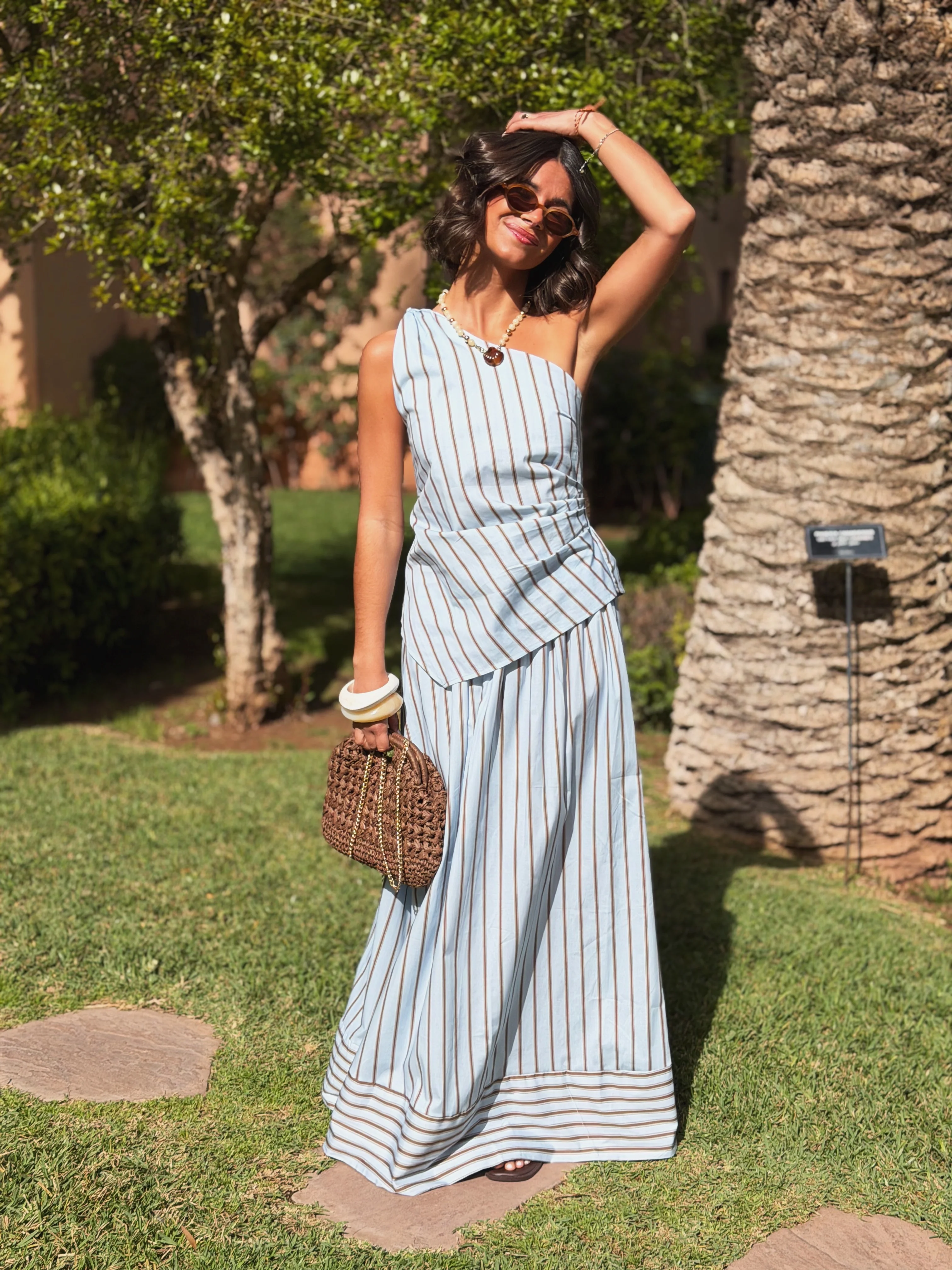 Ensemble ONE SHOULDER bleu&chocolat