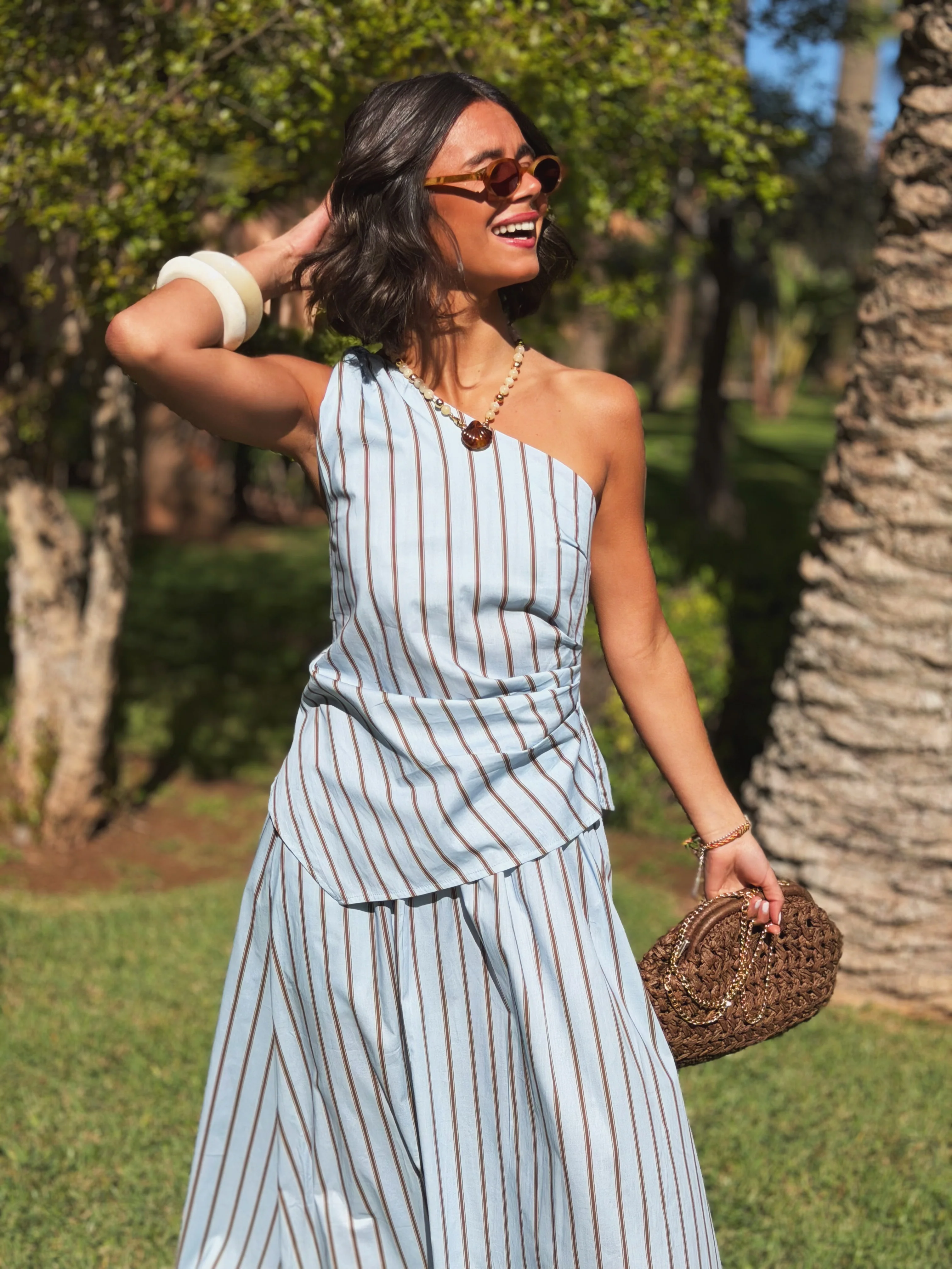 Ensemble ONE SHOULDER bleu&chocolat - Image 2