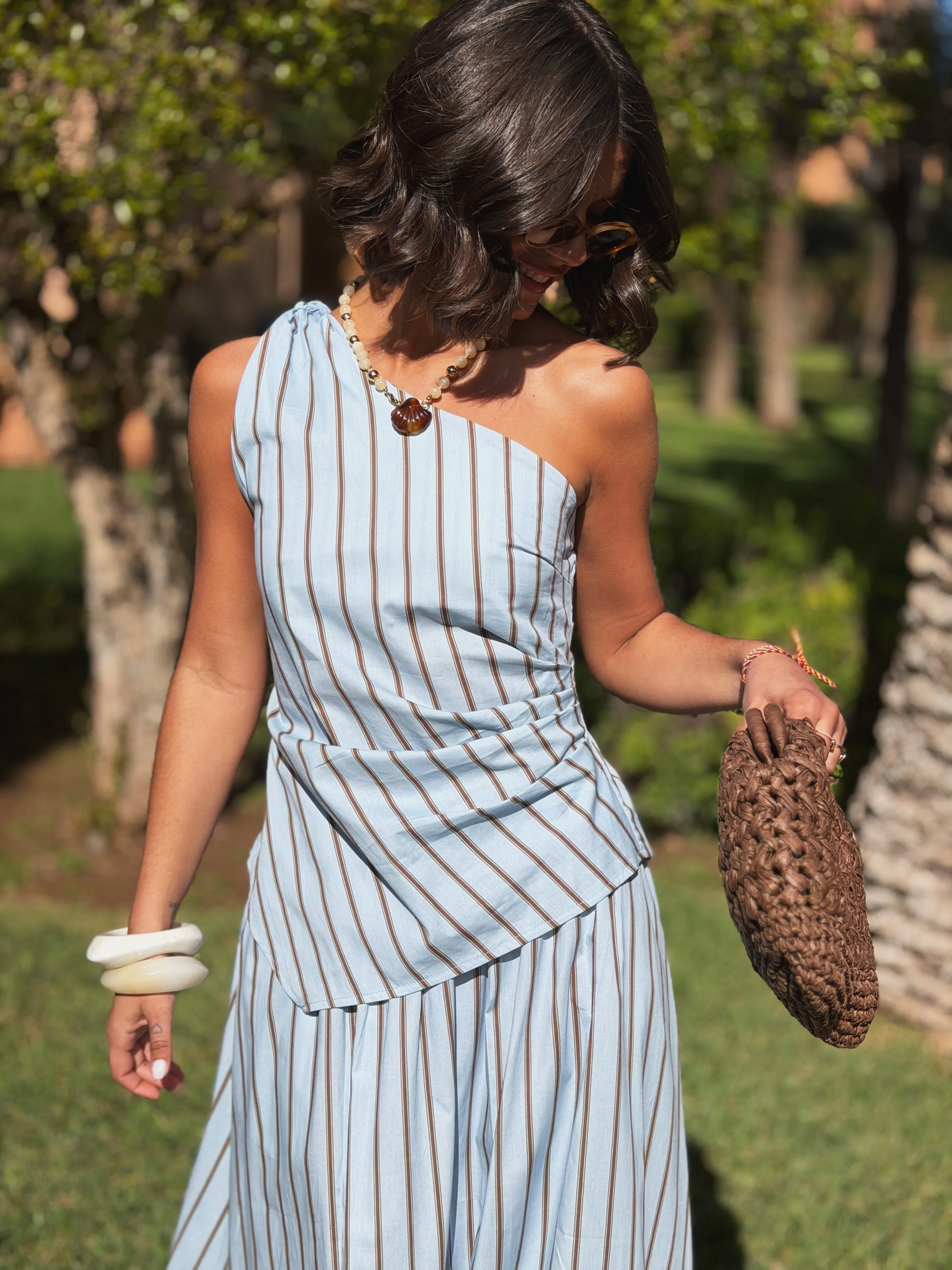 Ensemble ONE SHOULDER bleu&chocolat - Image 3