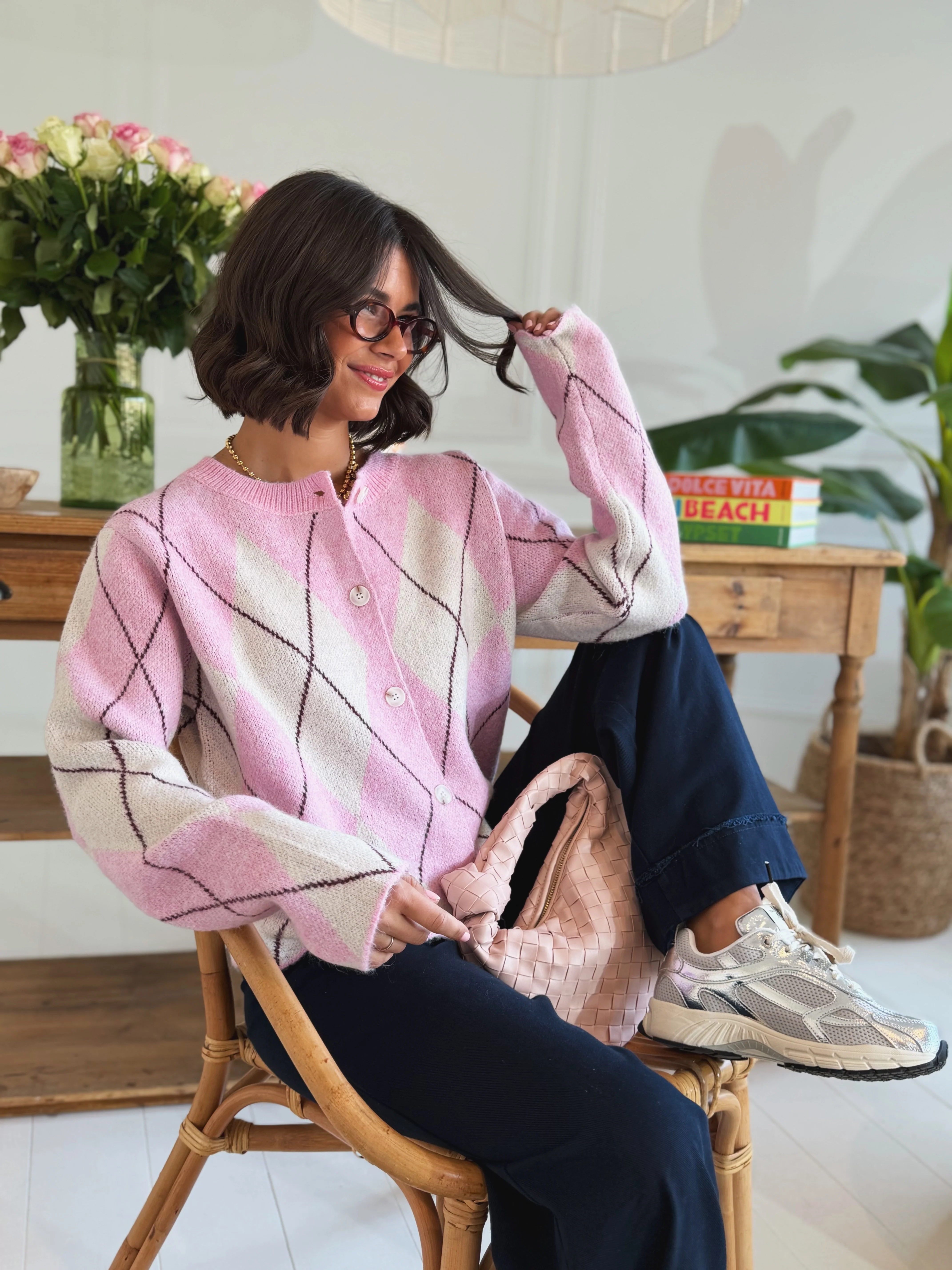 Gilet JACQUARD rose
