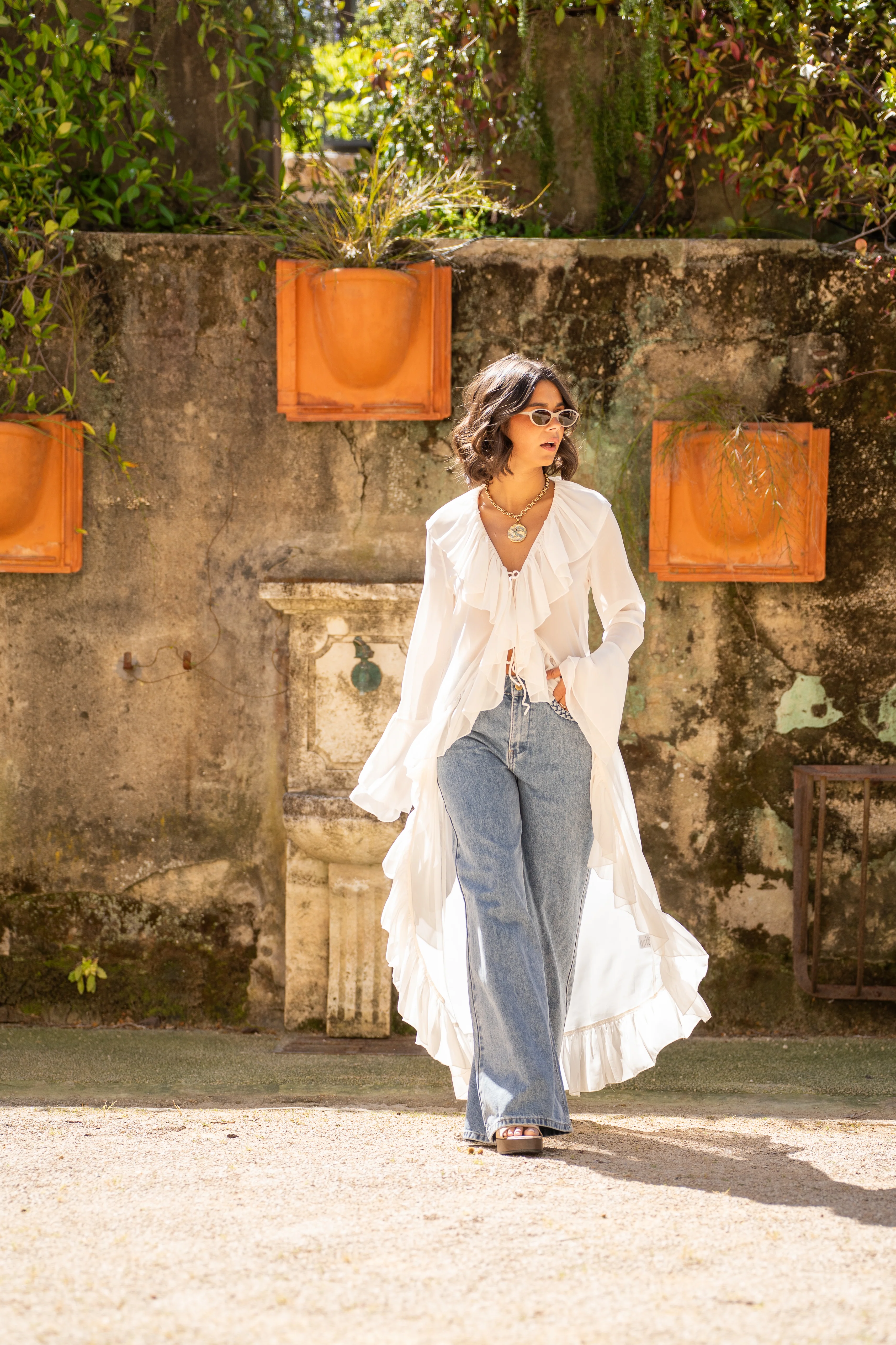 Robe kimono transparent à volants - Image 5