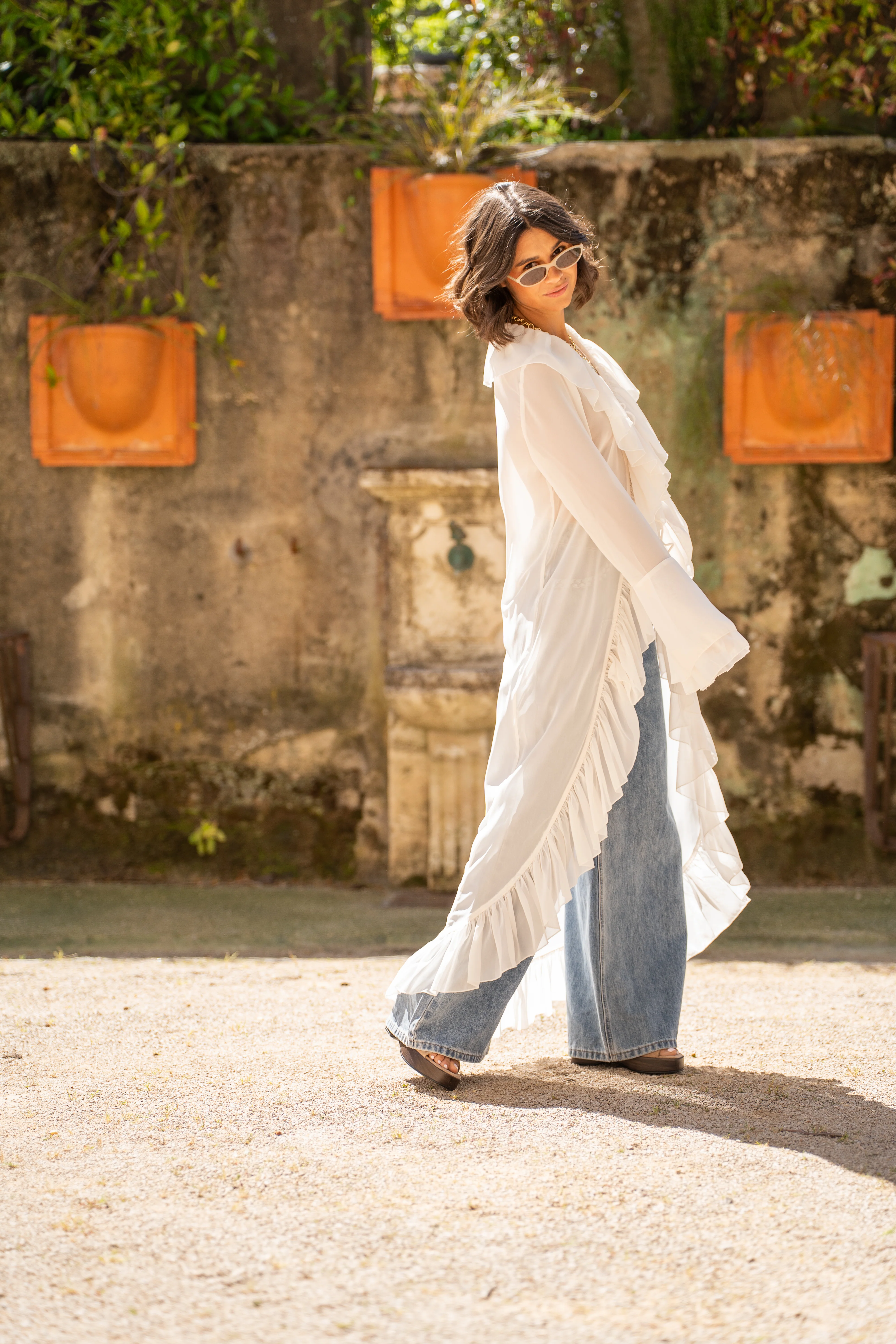 Robe kimono transparent à volants - Image 6