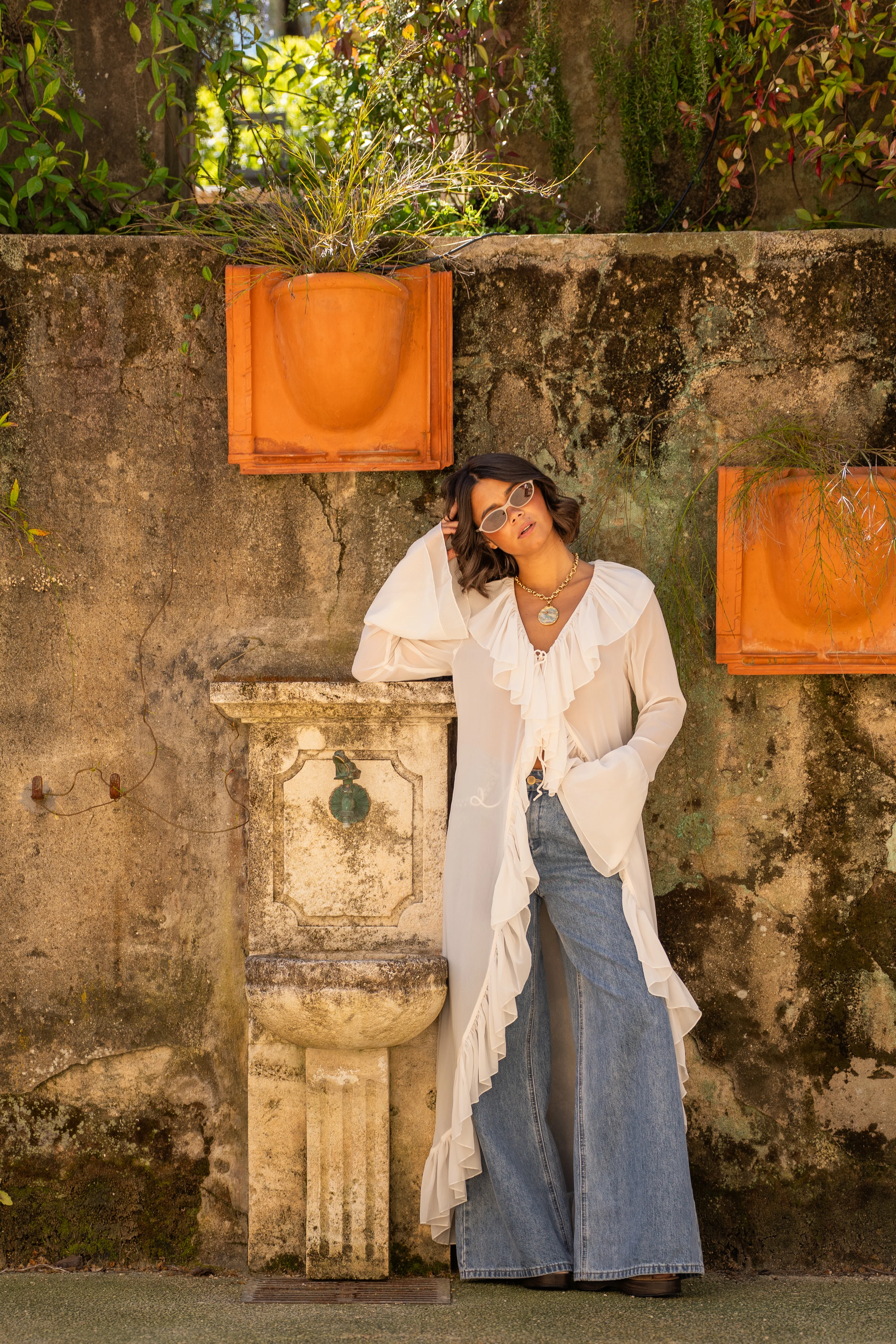 Robe kimono transparent à volants - Image 7