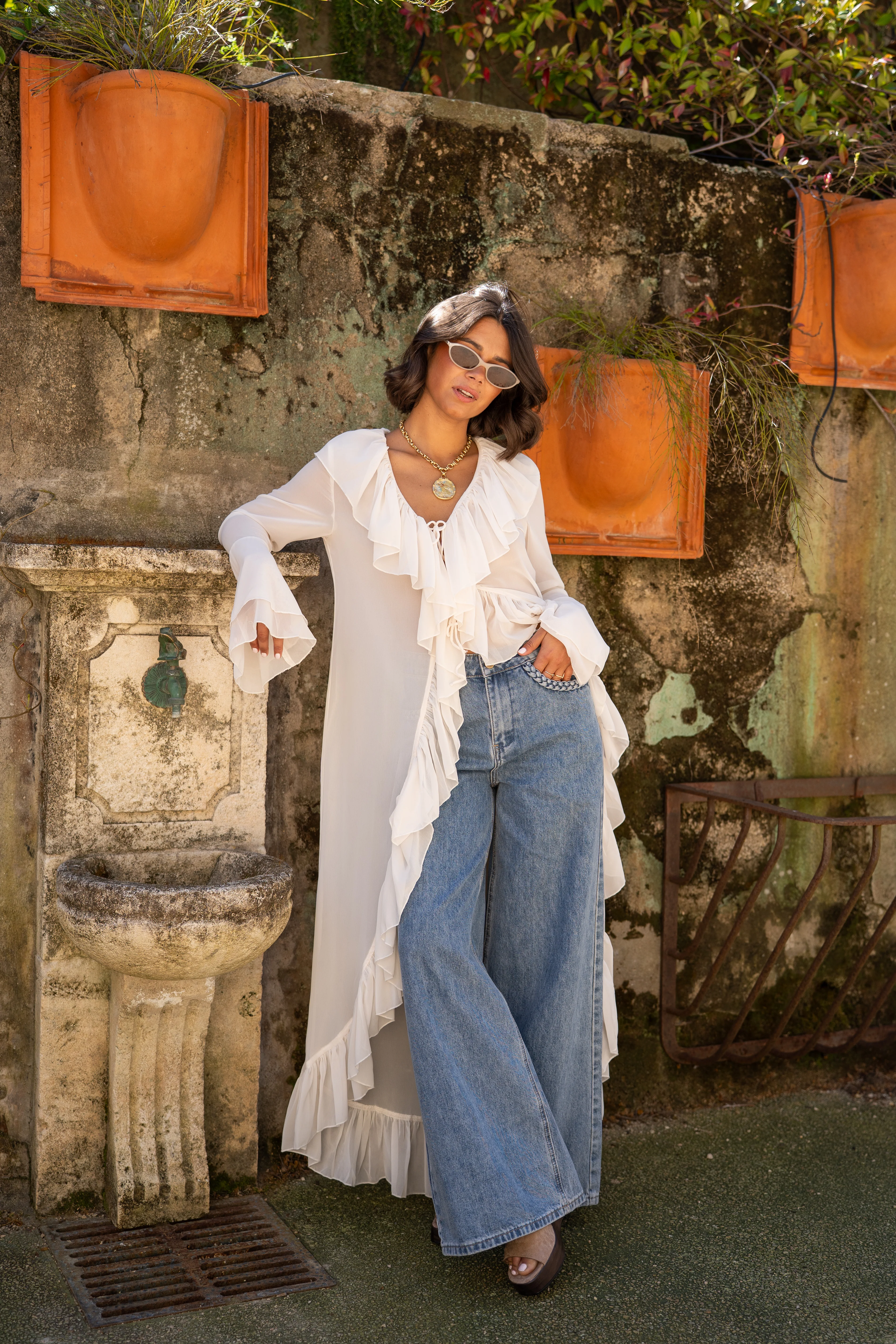 Robe kimono transparent à volants - Image 8