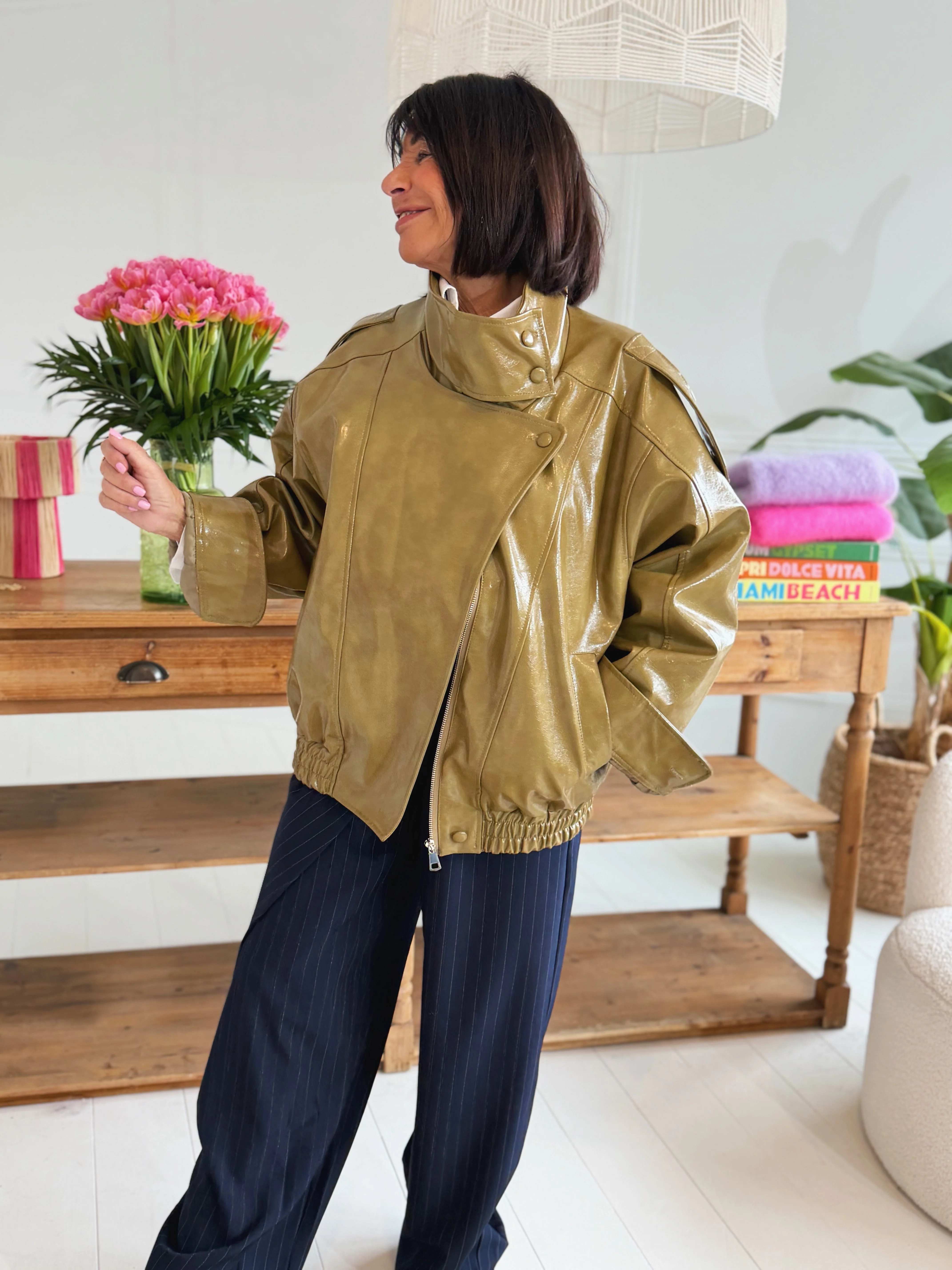 Veste COL MONTANT vert olive