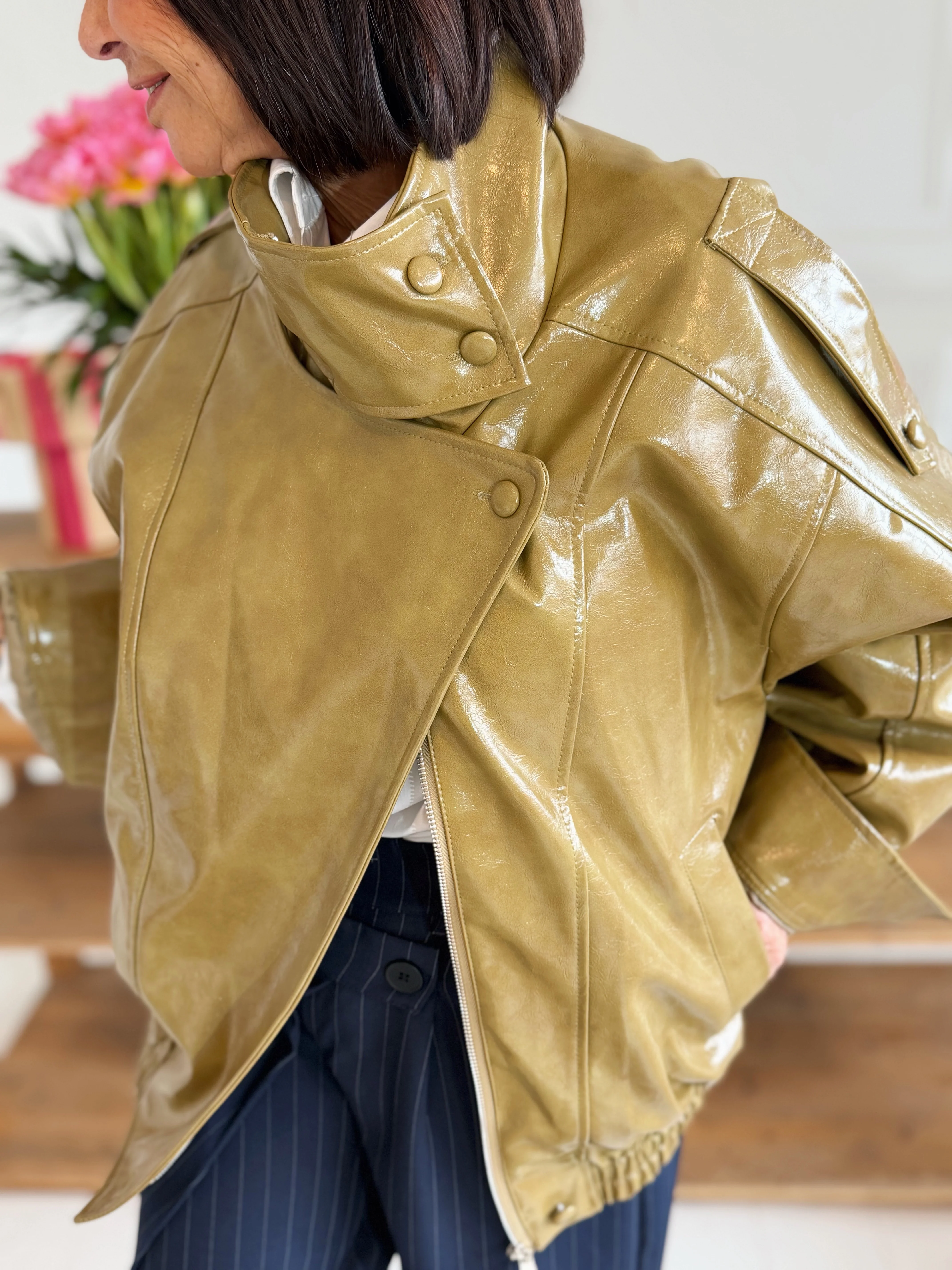 Veste COL MONTANT vert olive - Image 2
