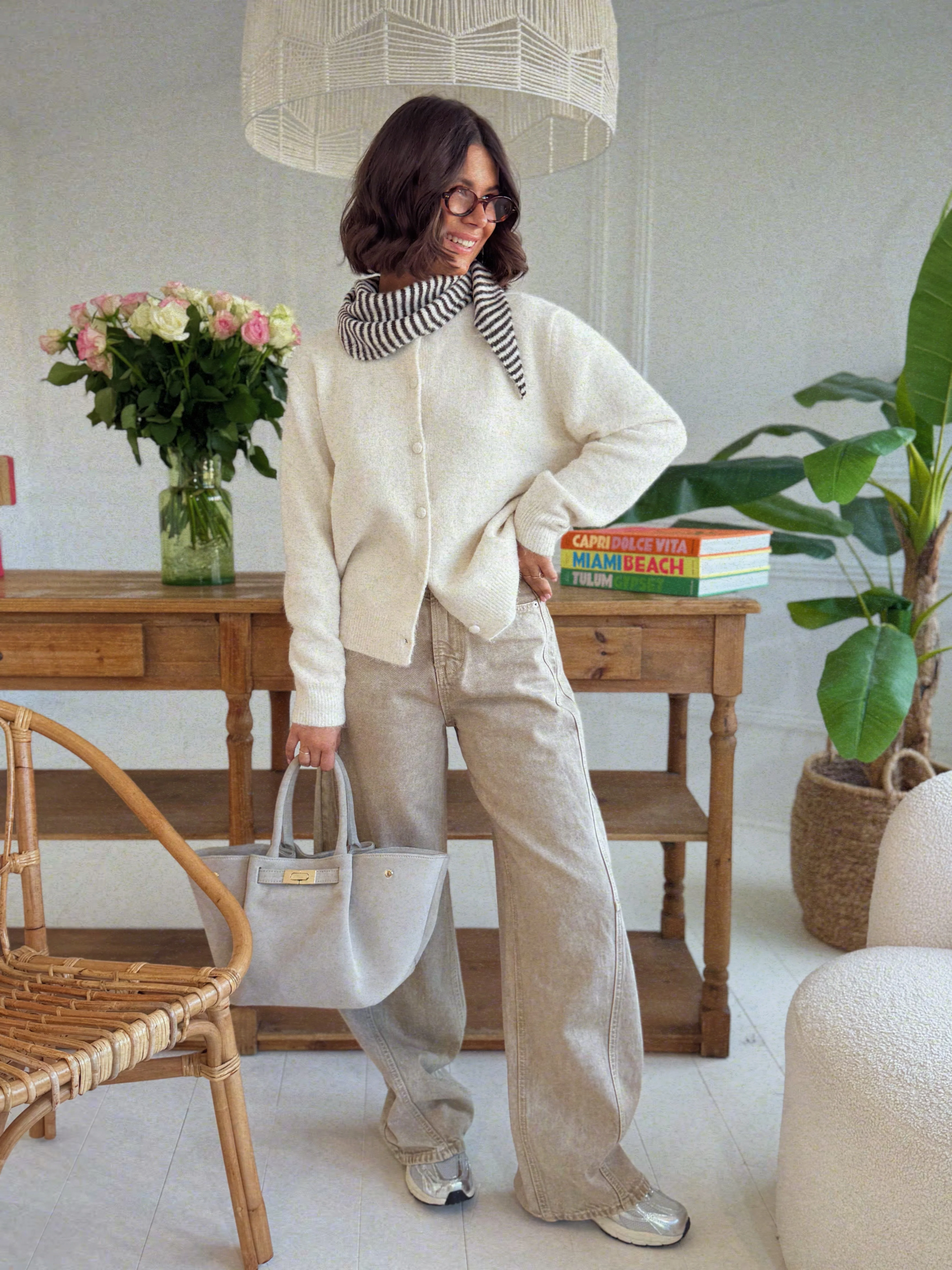 Jean large BARREL beige - Image 5