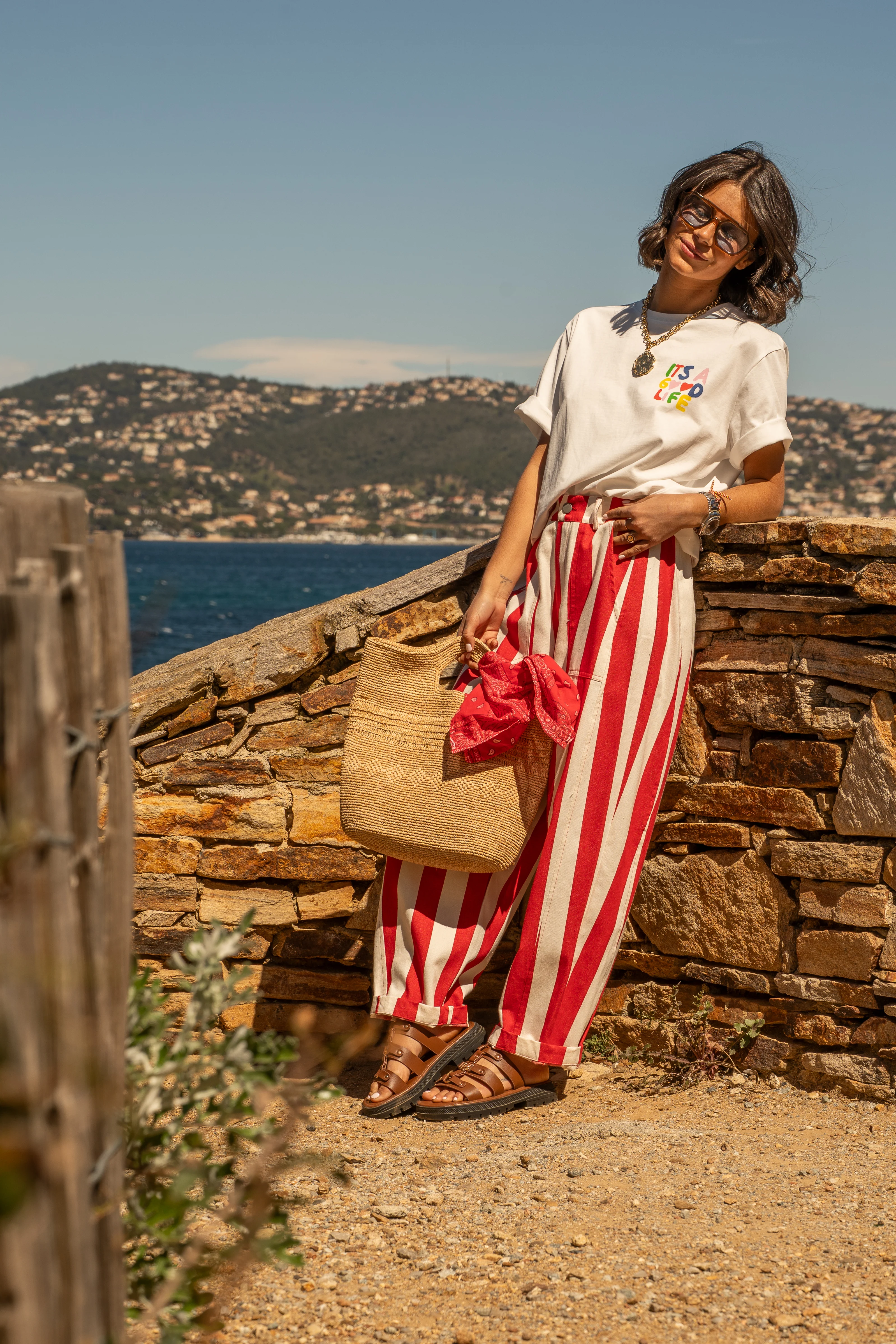 Pantalon rayé rouge coupe ballon - Image 3
