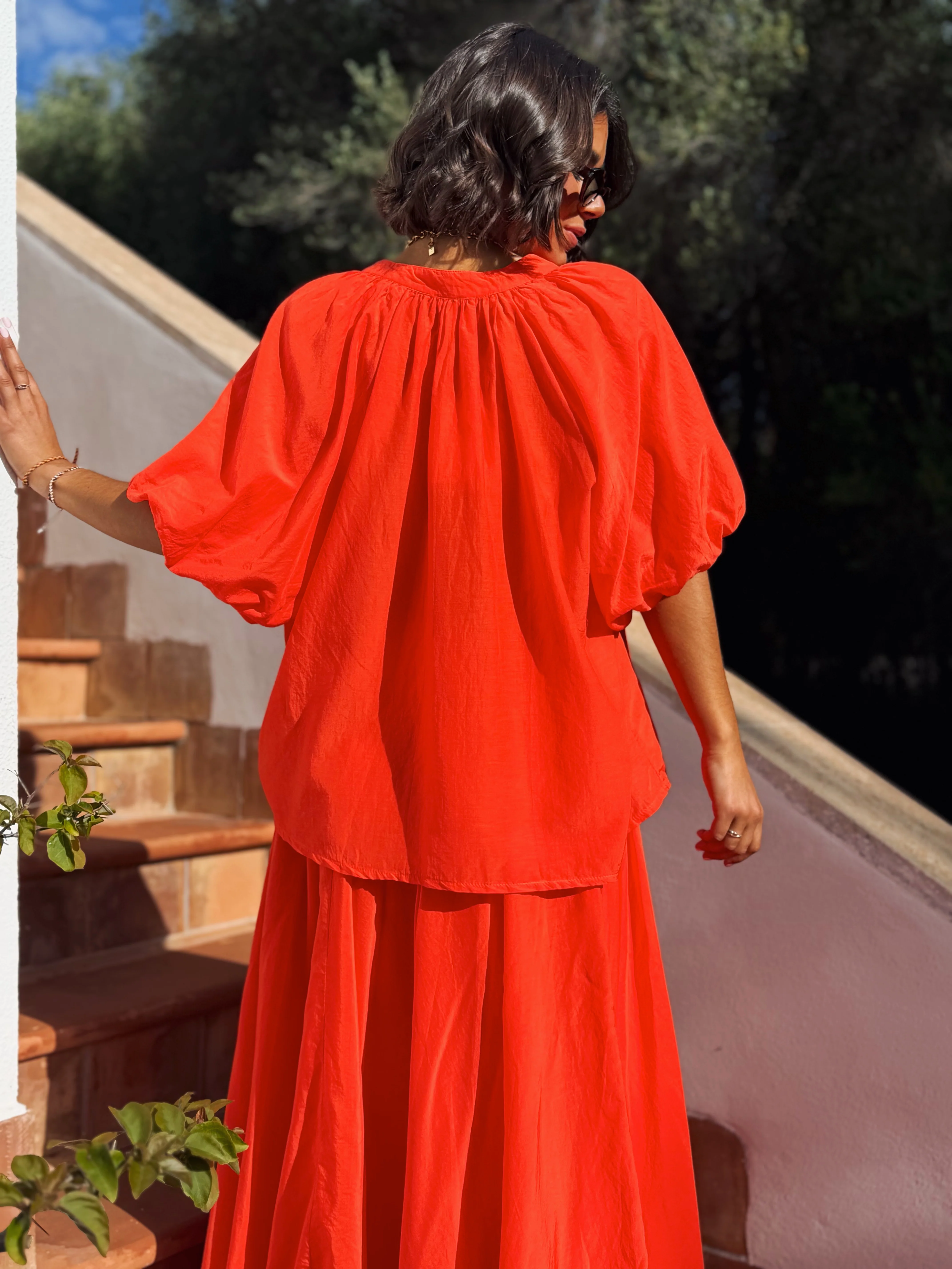 Jupe ALBA orange en coton & soie - Image 5