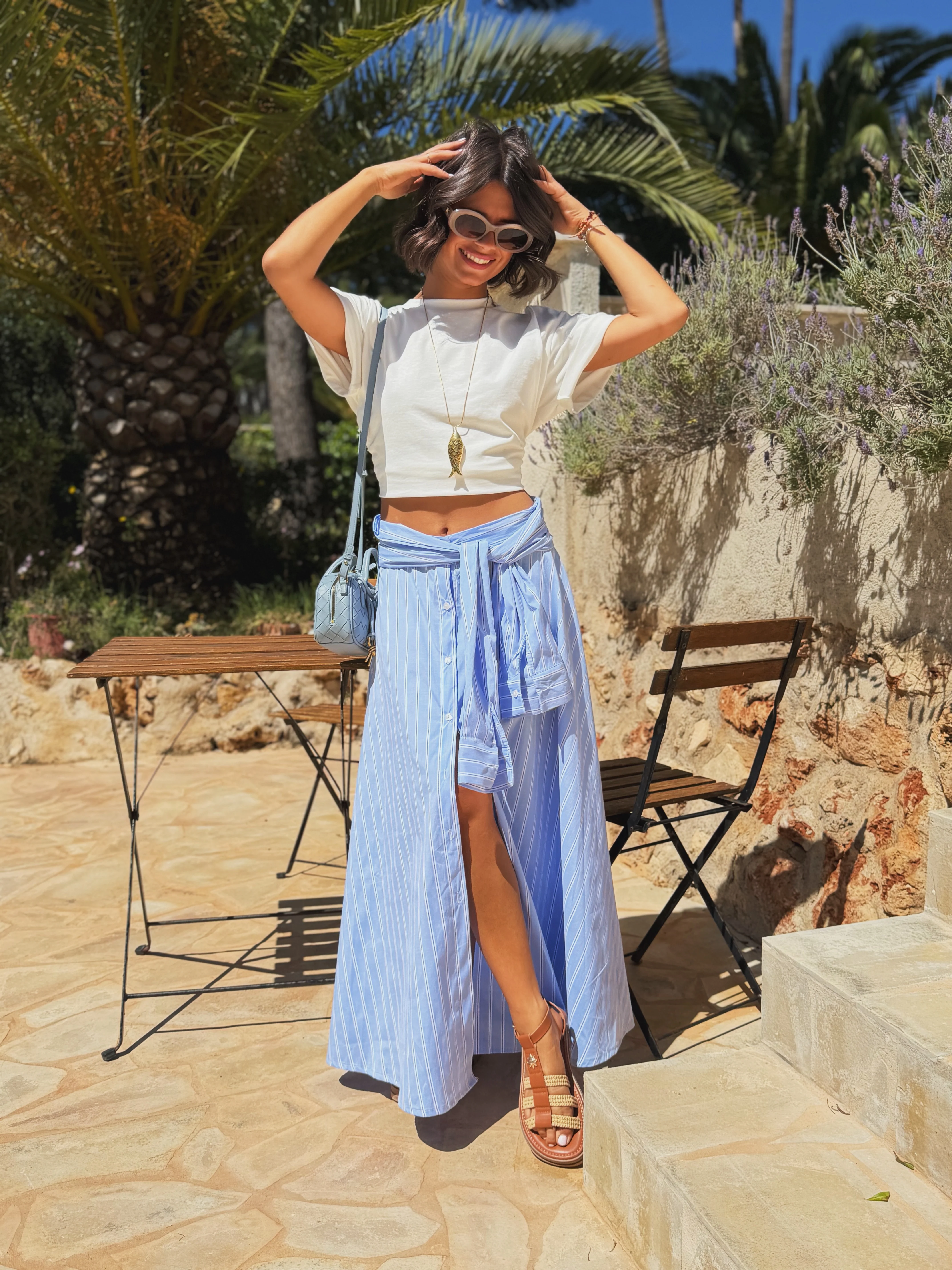 Jupe CHEMISE rayée bleu