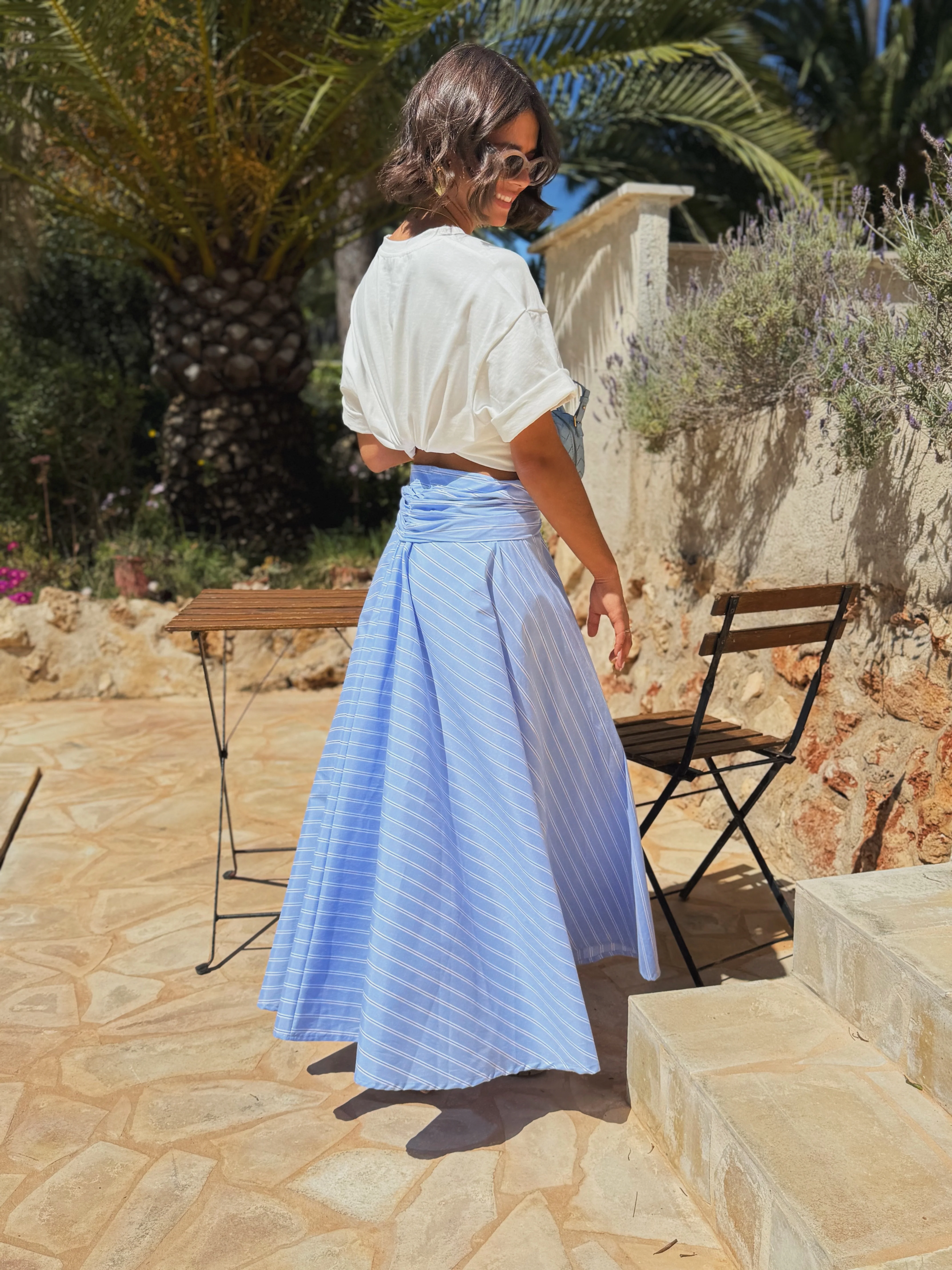 Jupe CHEMISE rayée bleu - Image 3