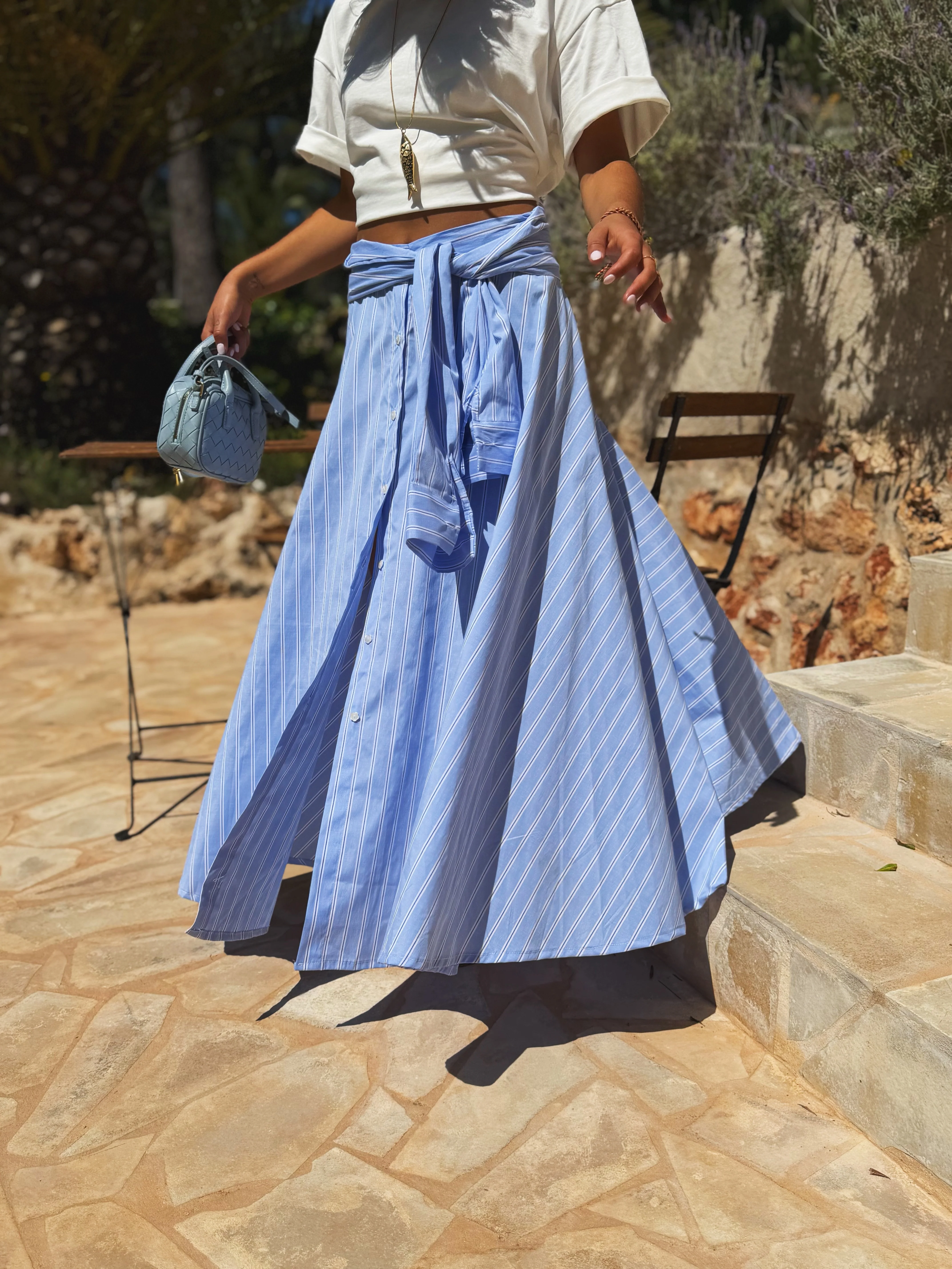 Jupe CHEMISE rayée bleu - Image 4