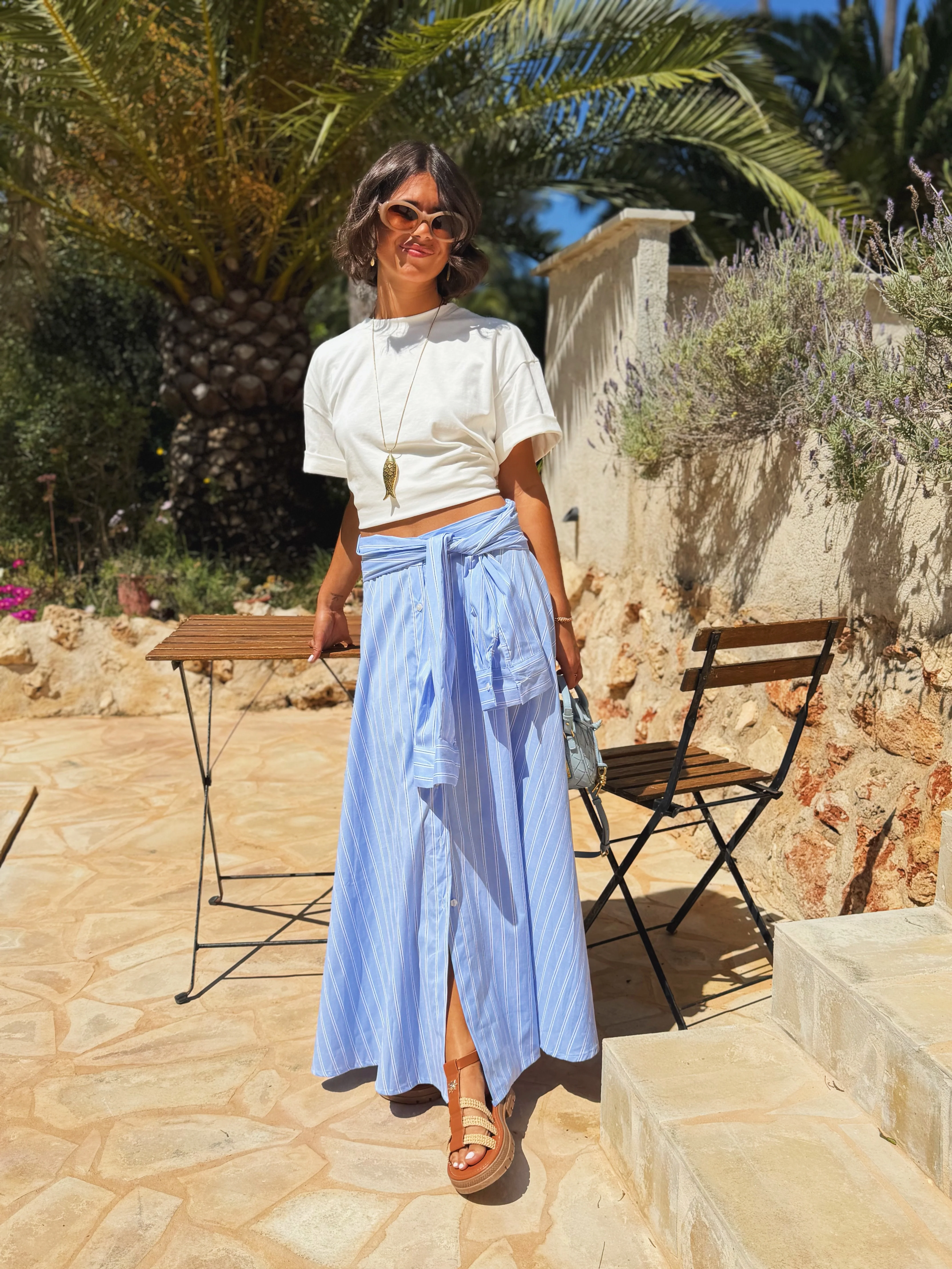 Jupe CHEMISE rayée bleu - Image 5