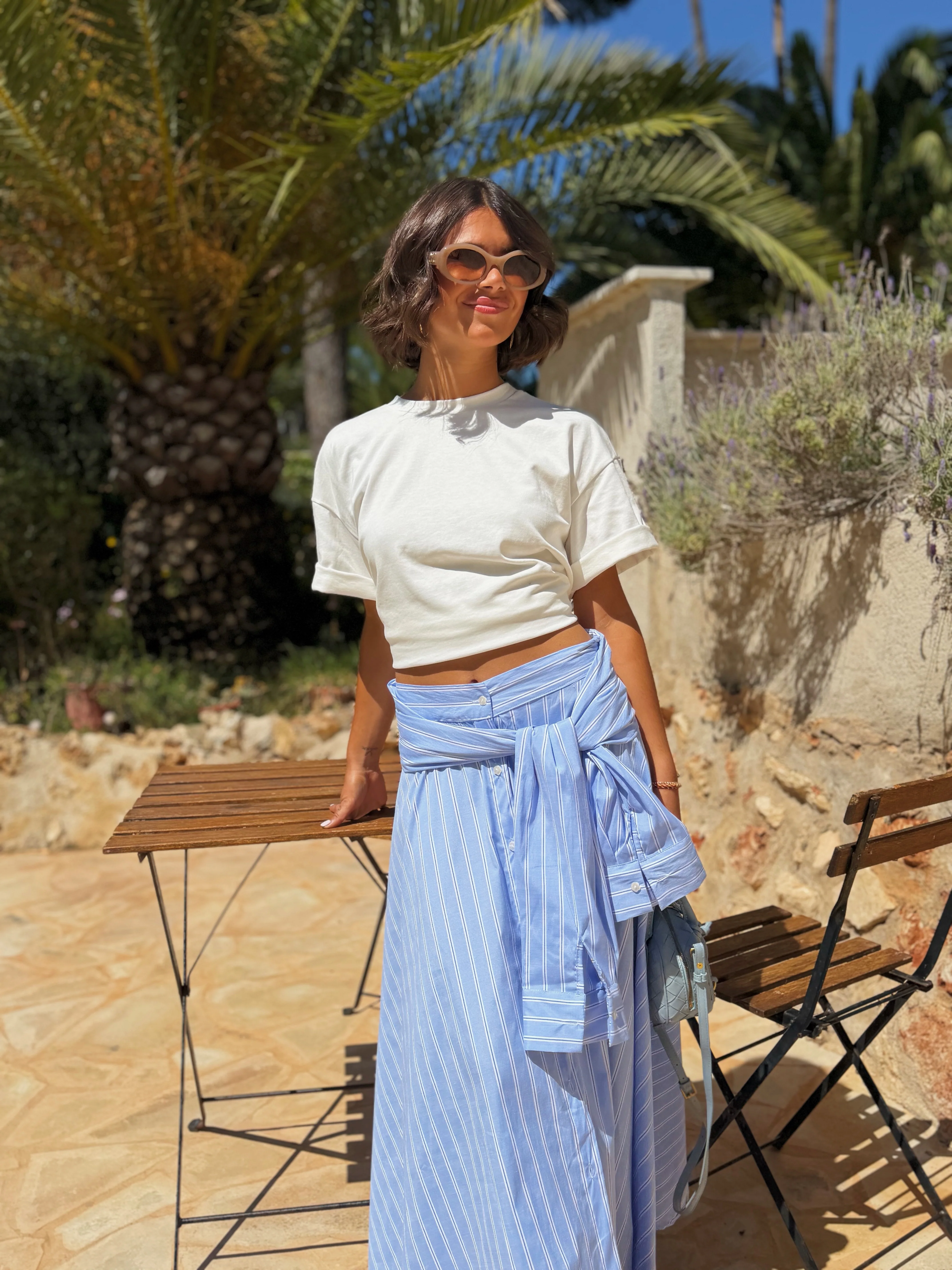 Jupe CHEMISE rayée bleu - Image 7
