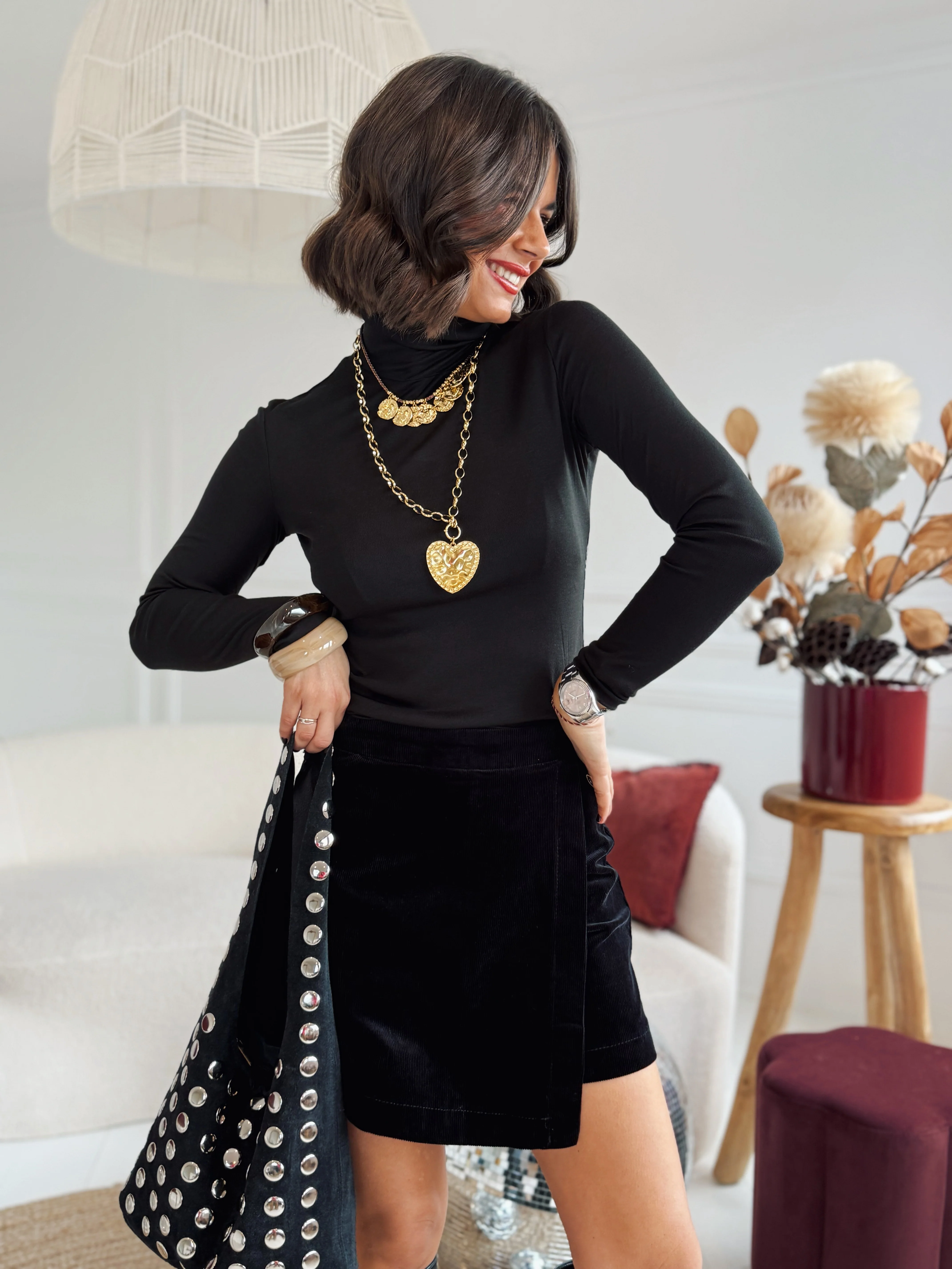 Jupe-short VELOURS noir - Image 3