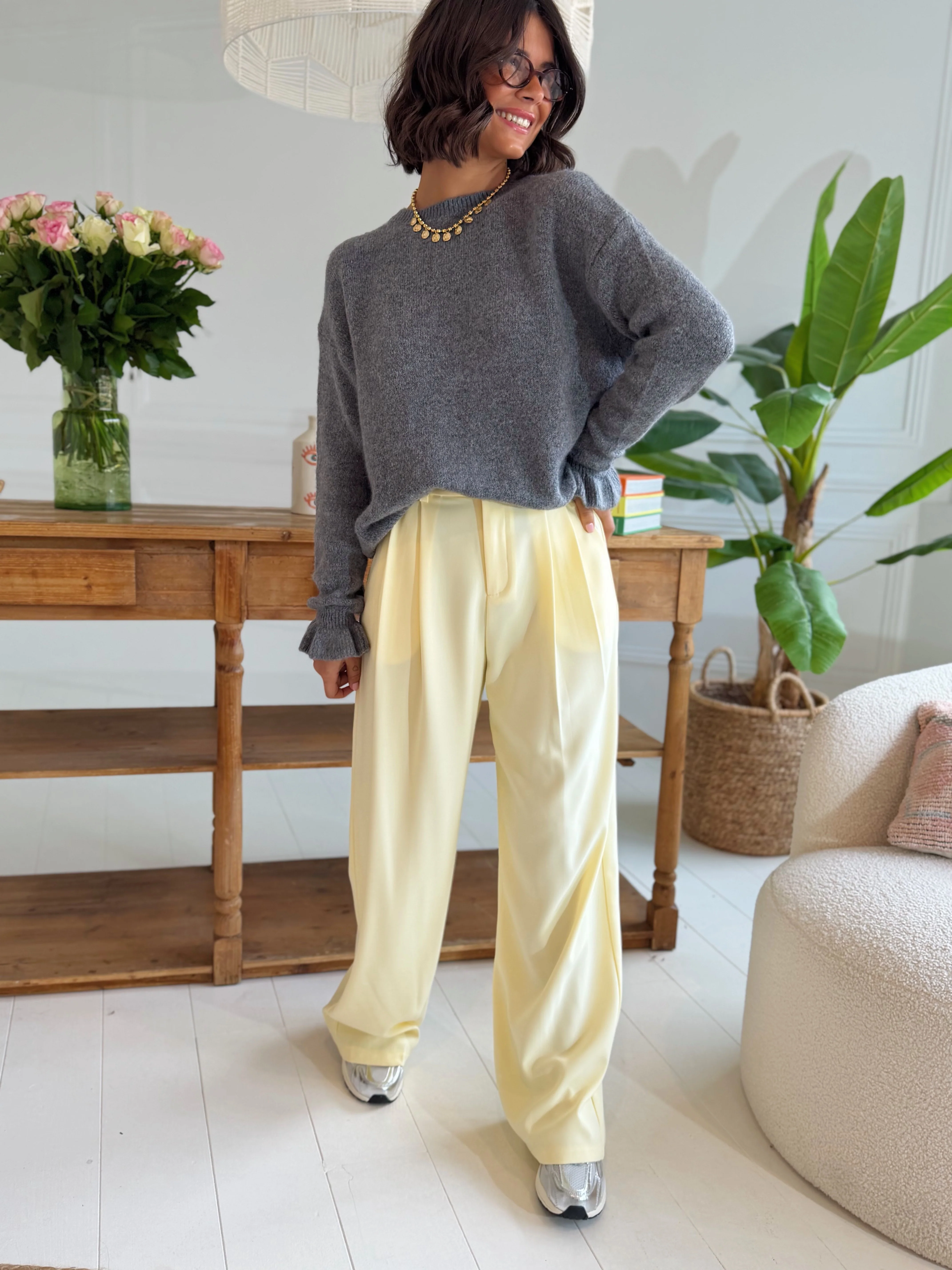 Pantalon à pinces jaune