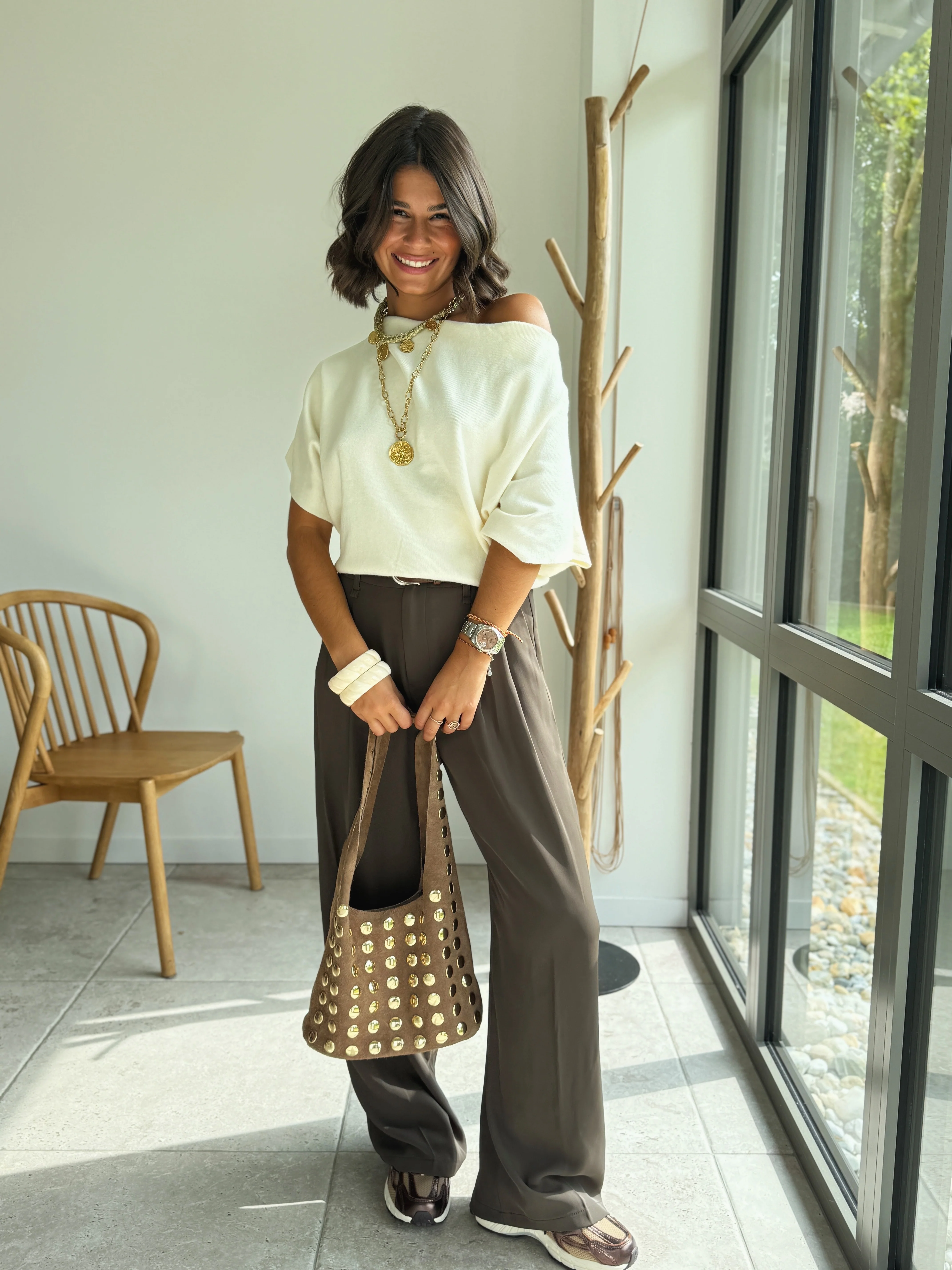 Pantalon à pinces MIKKY moka - Image 3
