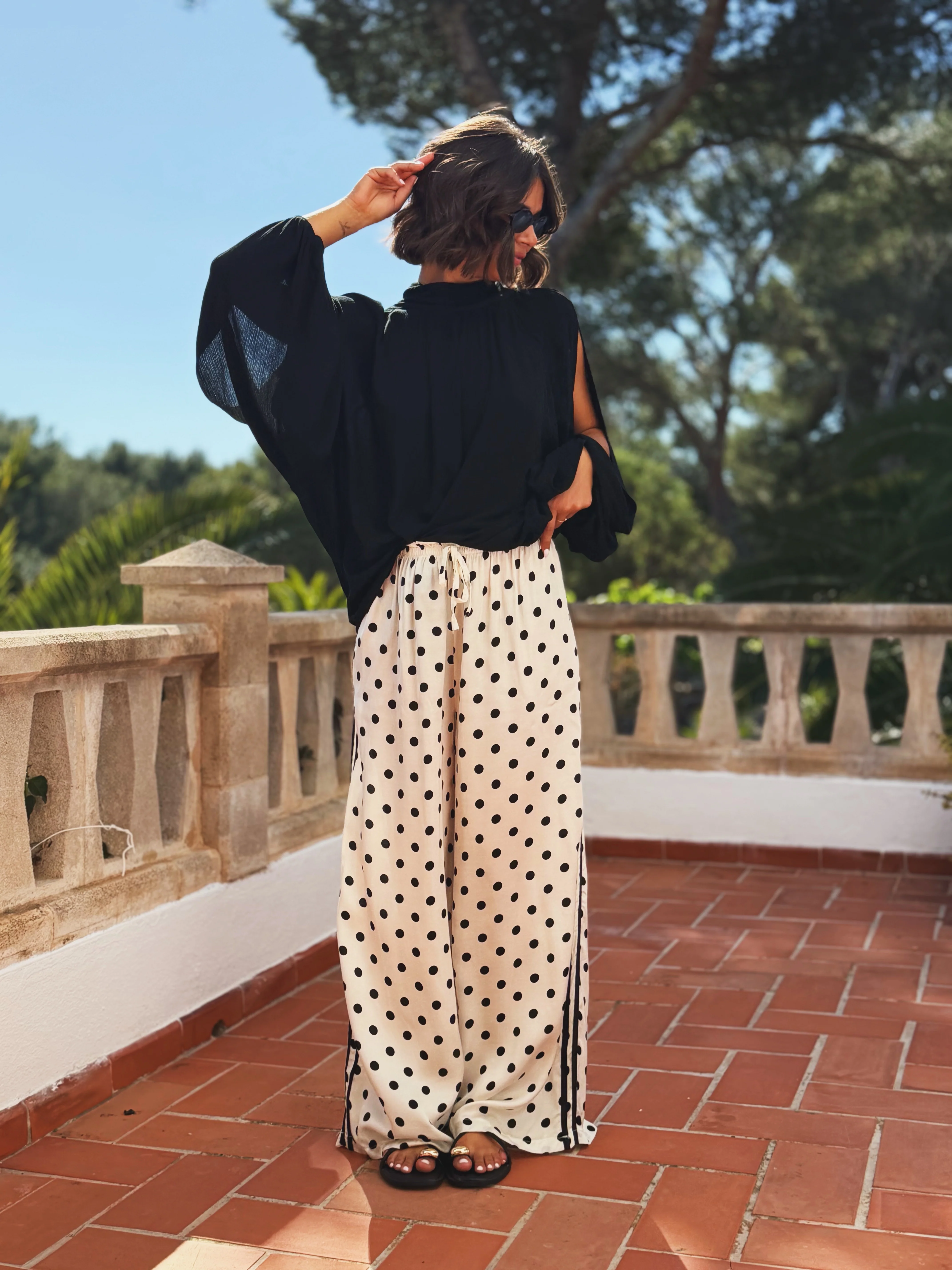 Pantalon AUDREY a pois écru&noir (pré-commande) - Image 2