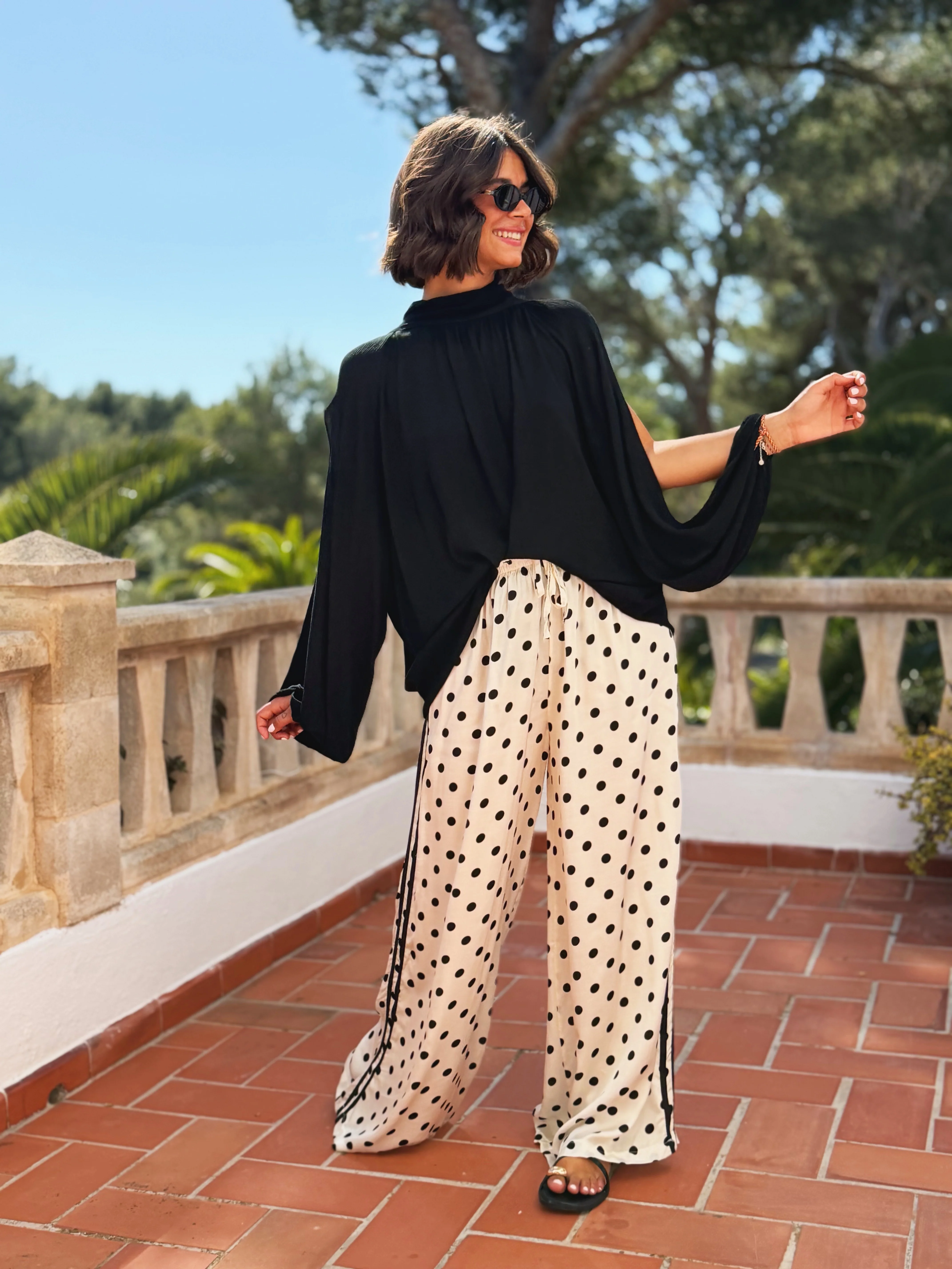 Pantalon AUDREY a pois écru&noir (pré-commande) - Image 4