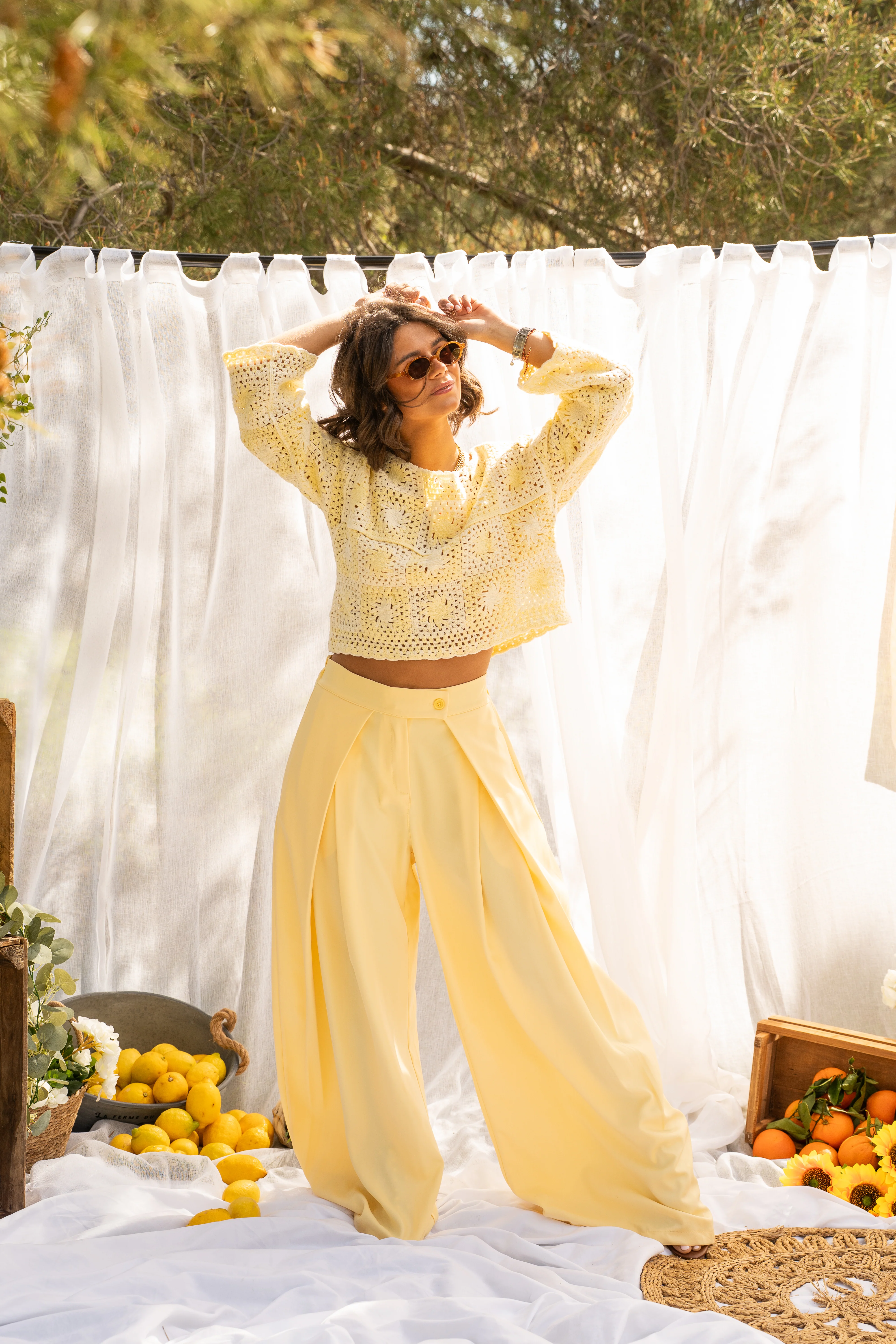 Pantalon fluide large jaune - Image 3