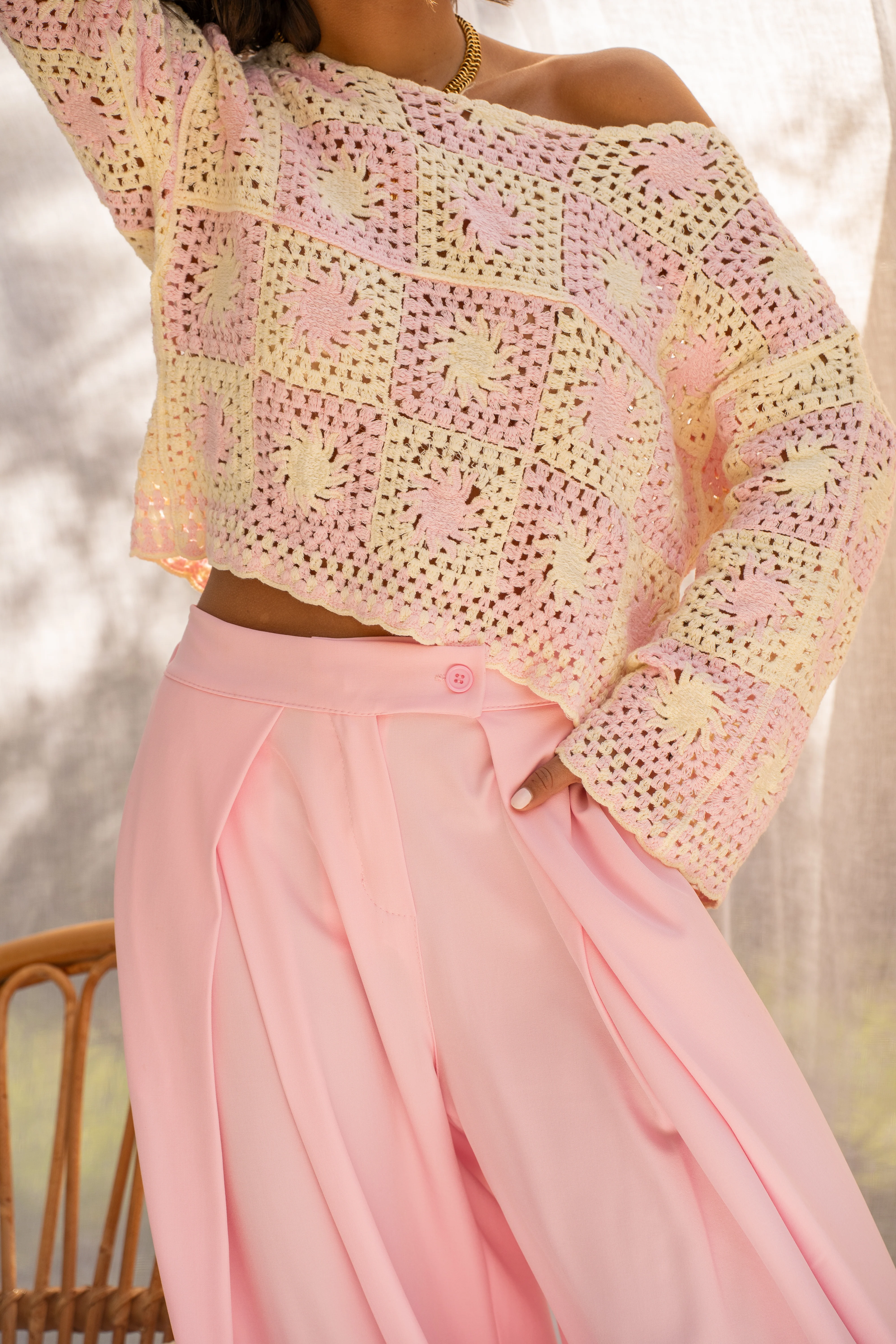 Pantalon fluide large rose - Image 5