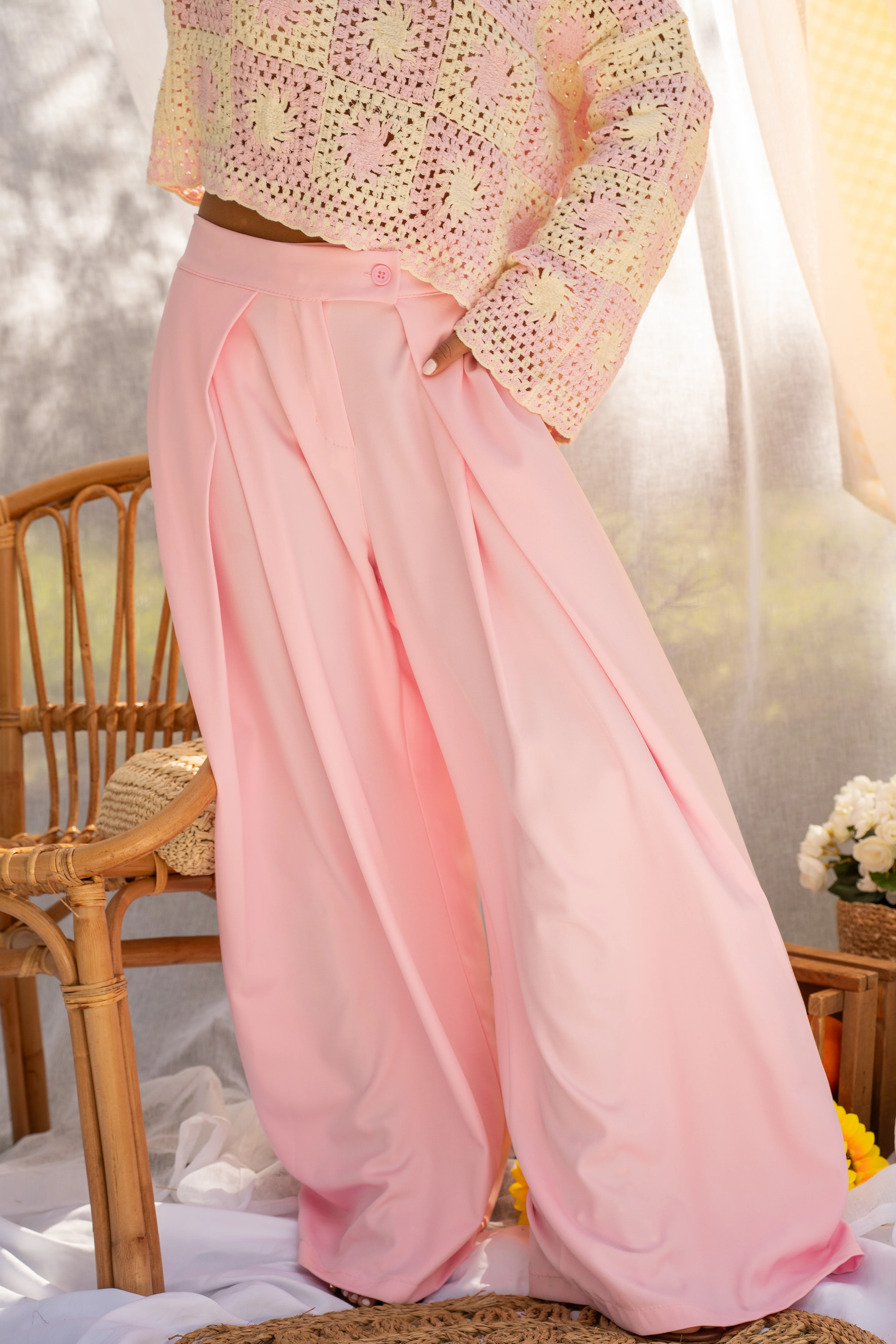 Pantalon fluide large rose - Image 6