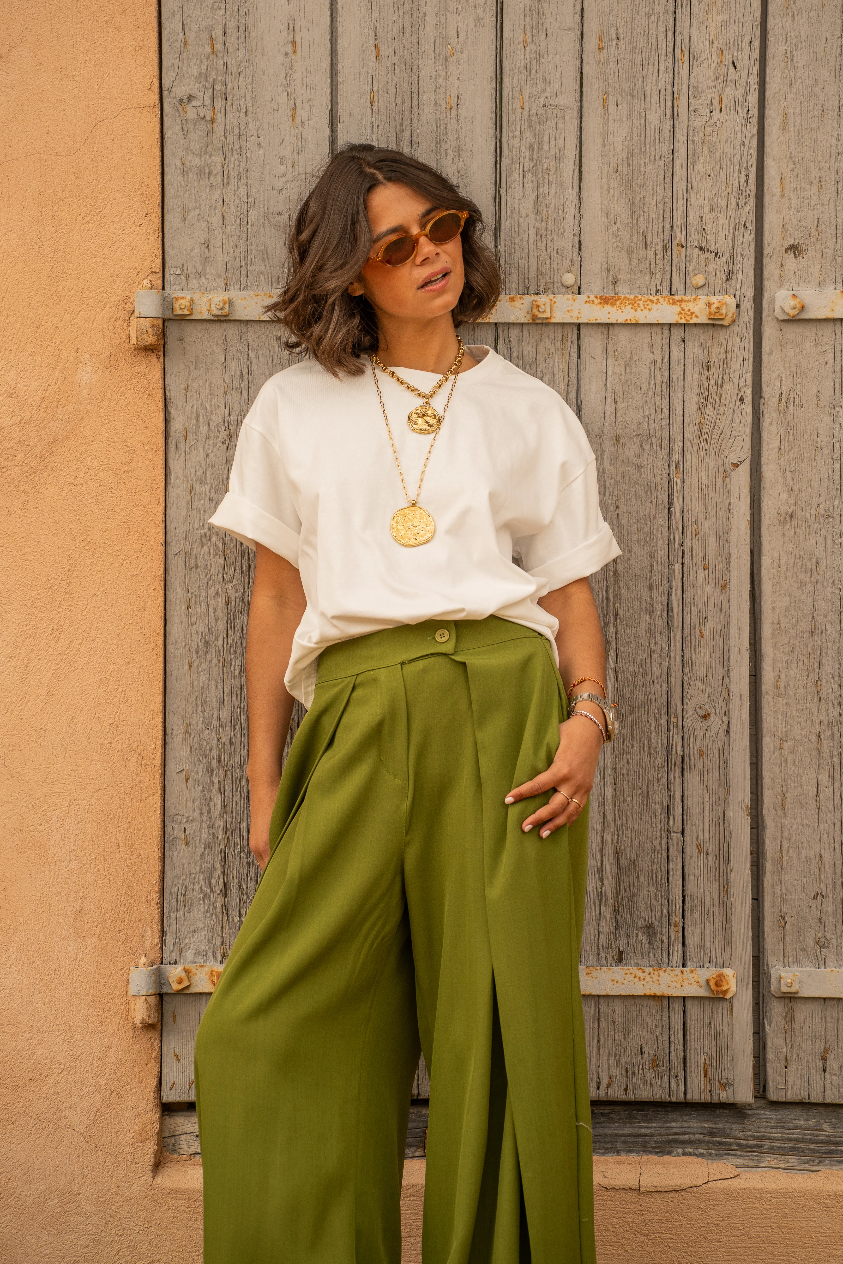 Pantalon fluide large vert olive - Image 6